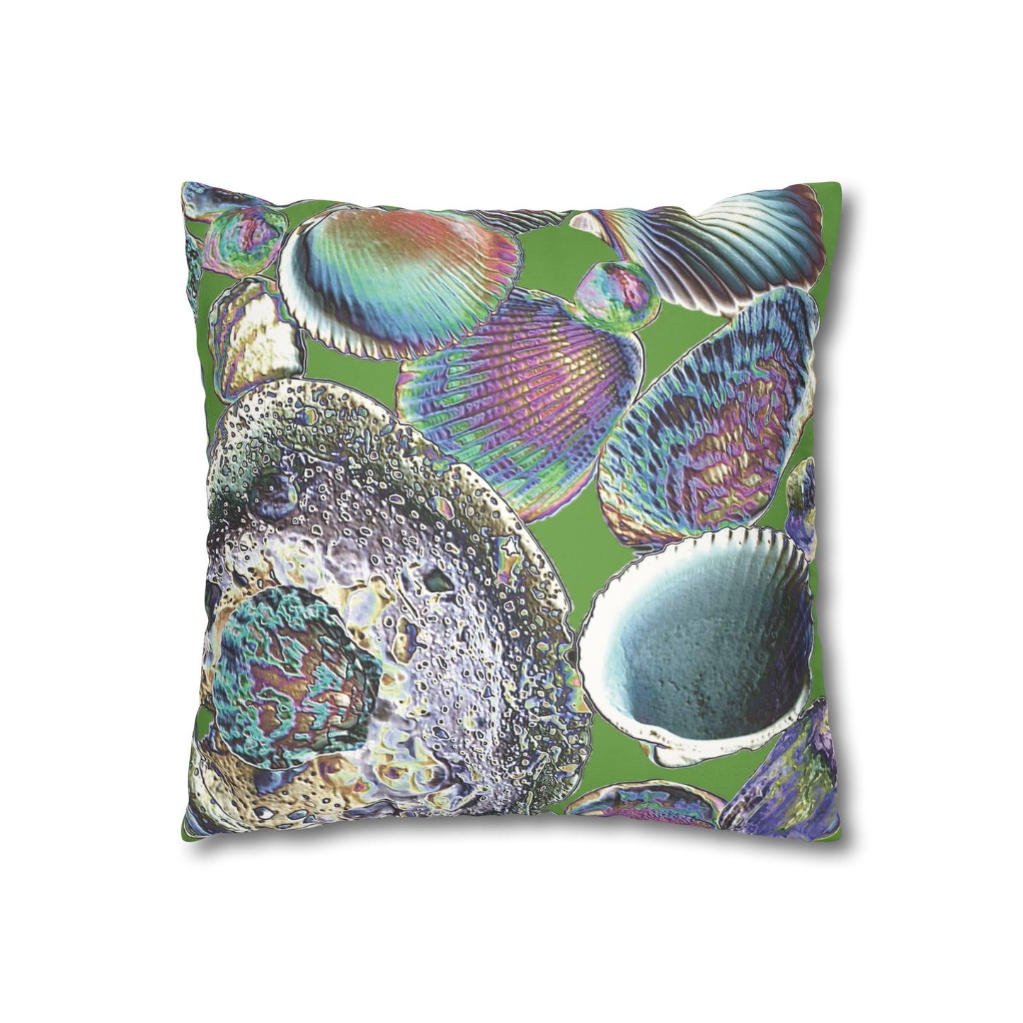 Faux Suede Square Pillowcase - Heatwave Seashell Collection, Green