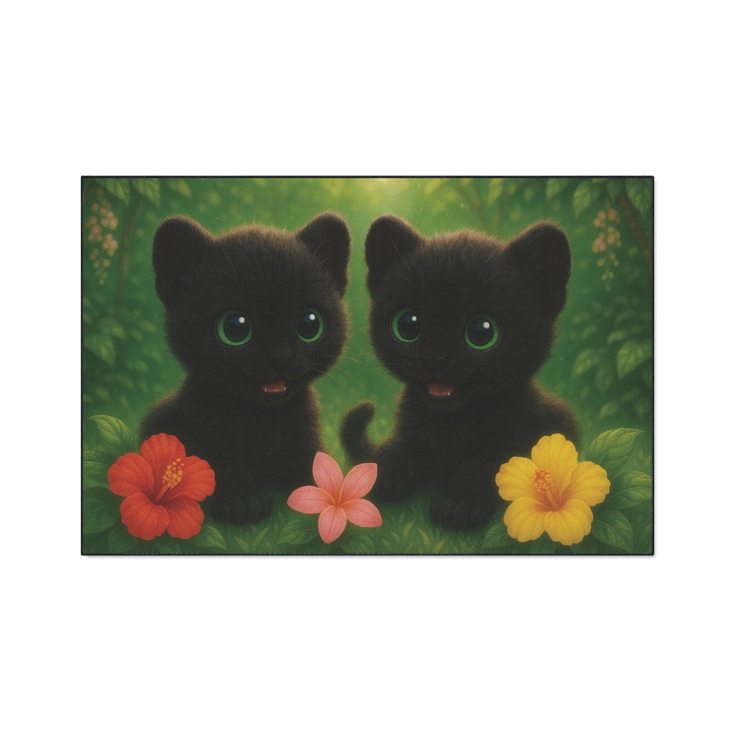 Heavy Duty Floor Mat, 5 Sizes – Tropical Area Rug for Home Décor / Baby Black Panthers