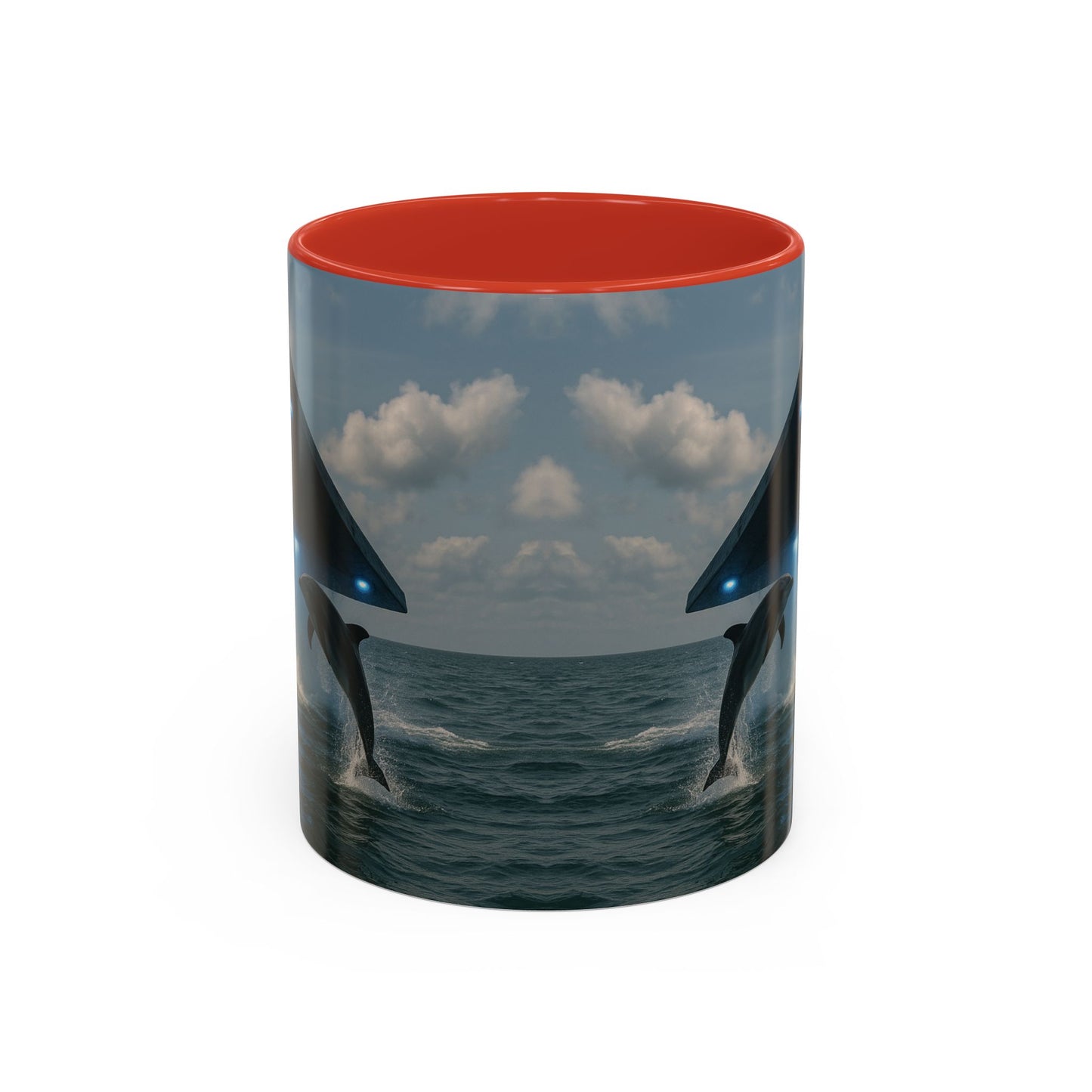 Accent Coffee Mug (11, 15oz), 8 Colors - UFO and Dolphin
