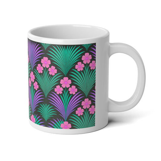 Jumbo Mug, 20oz, Midnight Hibiscus Deco Pink | Tropical Coffee Cup