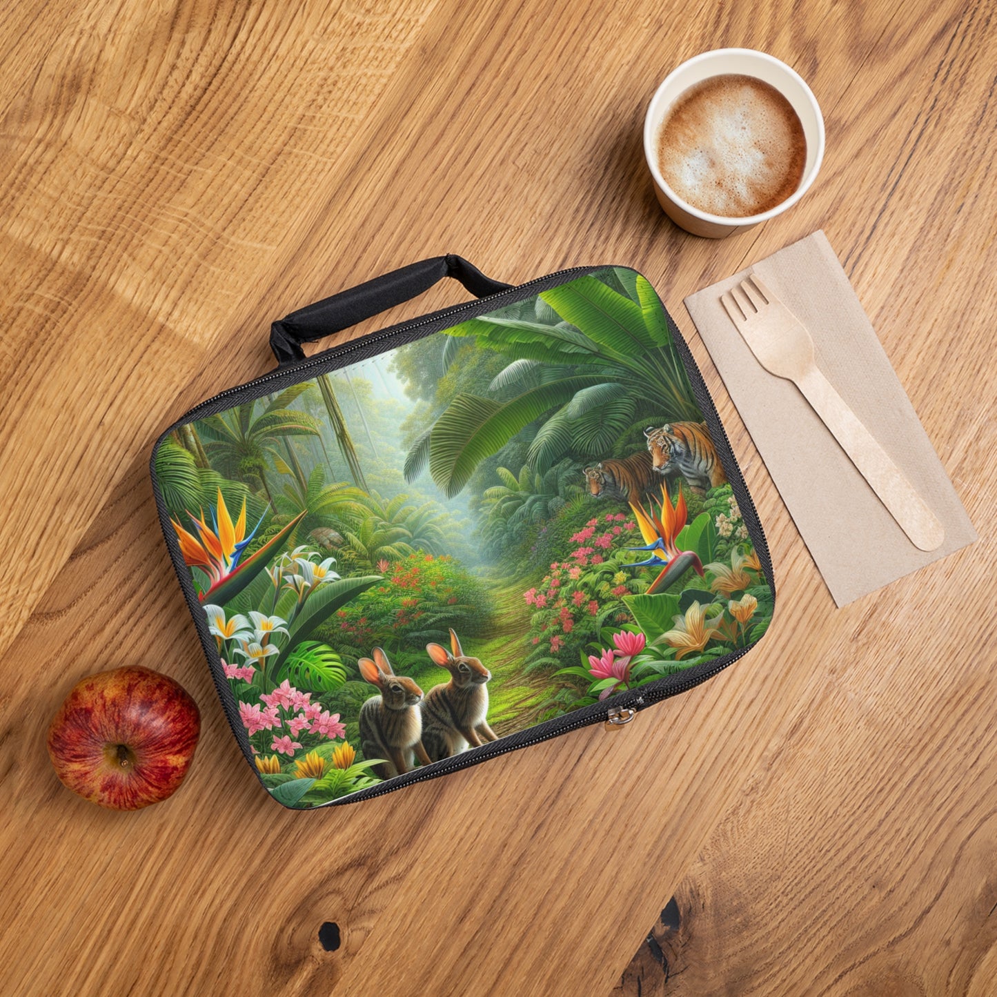 Hidden Rabbits and Jaguars Lunch Bag - Eco-Friendly Insulated Tote, Adult and Child Lunchbox / Perfect for Picnics, Beach Outings