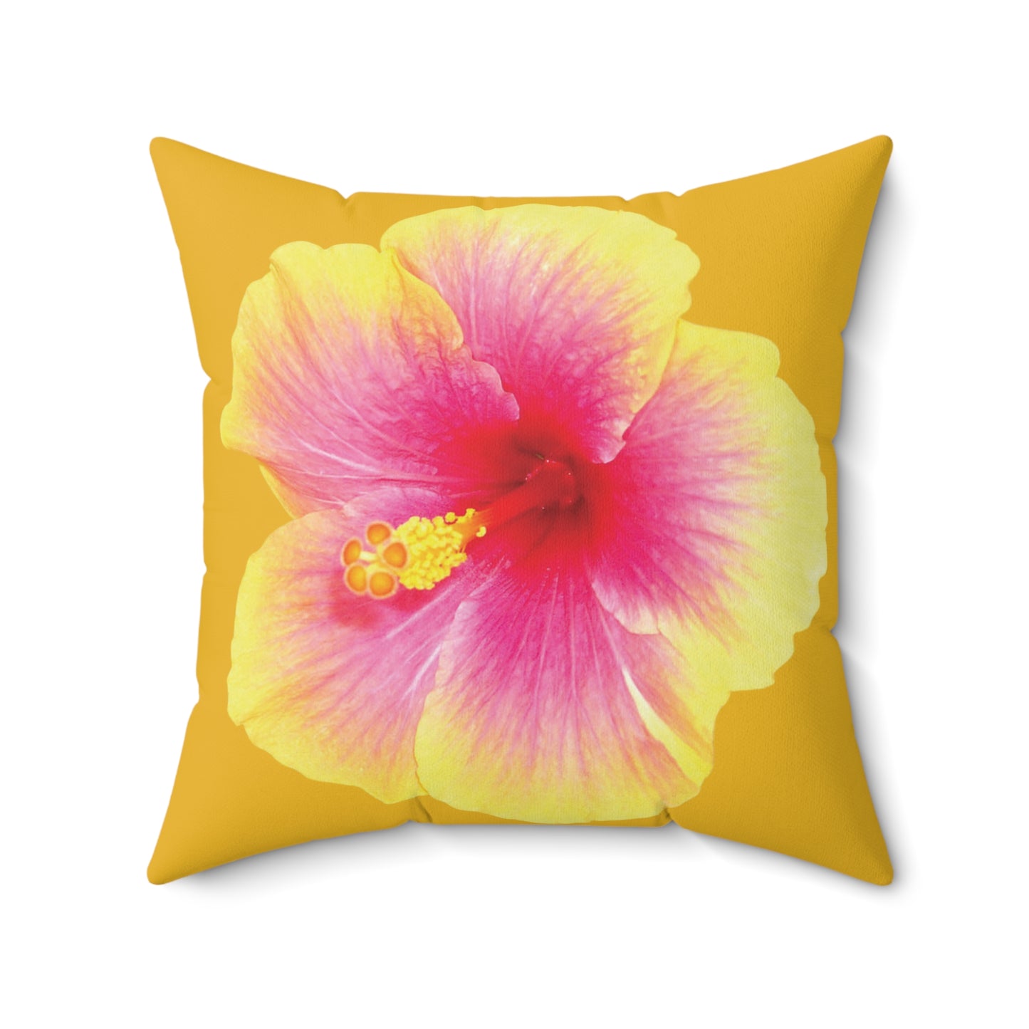 Decorative Pillow - Accent Cushion, 4 Sizes / Photo Yellow Hibiscus, Yellow