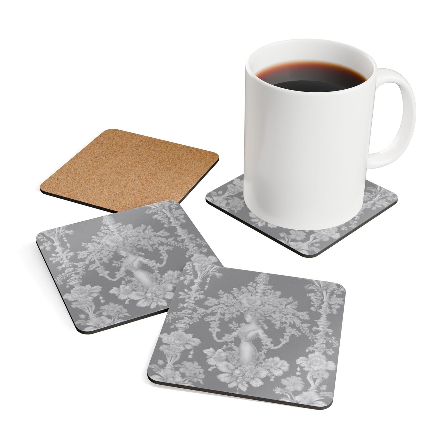 Coaster Set - Pearl Lady Toile,/Slate