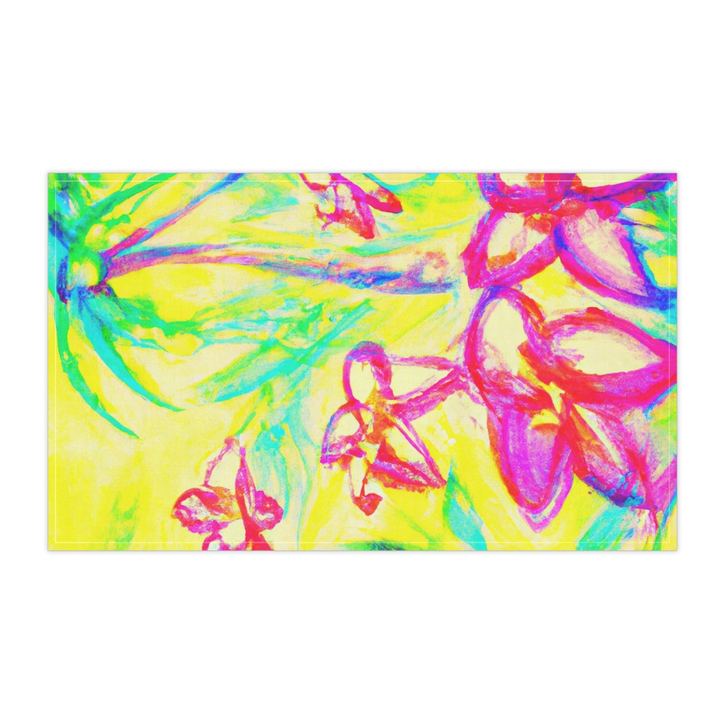 Tea Towels (cotton, poly), Tropical Doodles, Yellow