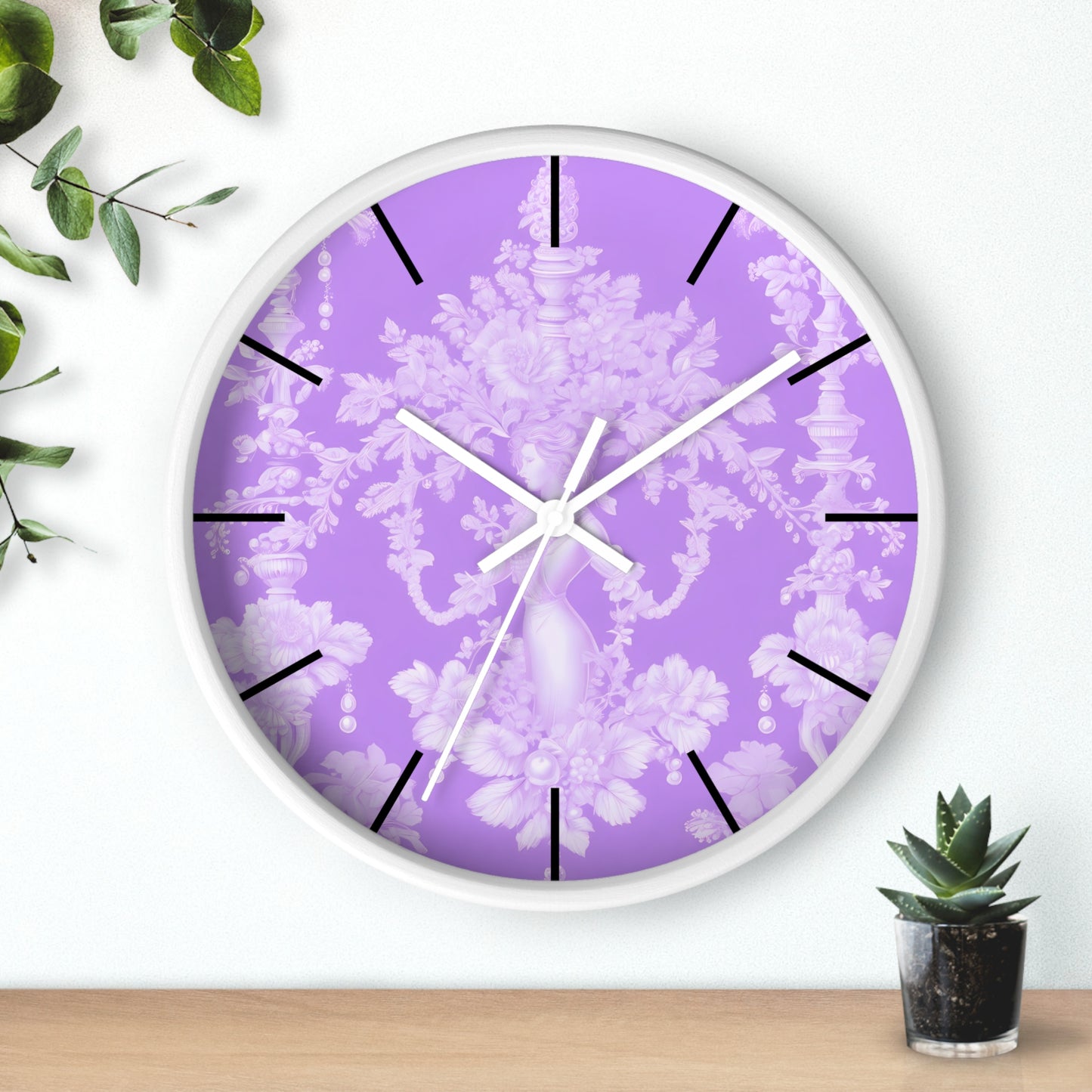 Wall Clock, Pearl Lady Toile / Purple, Hands/Base Variants