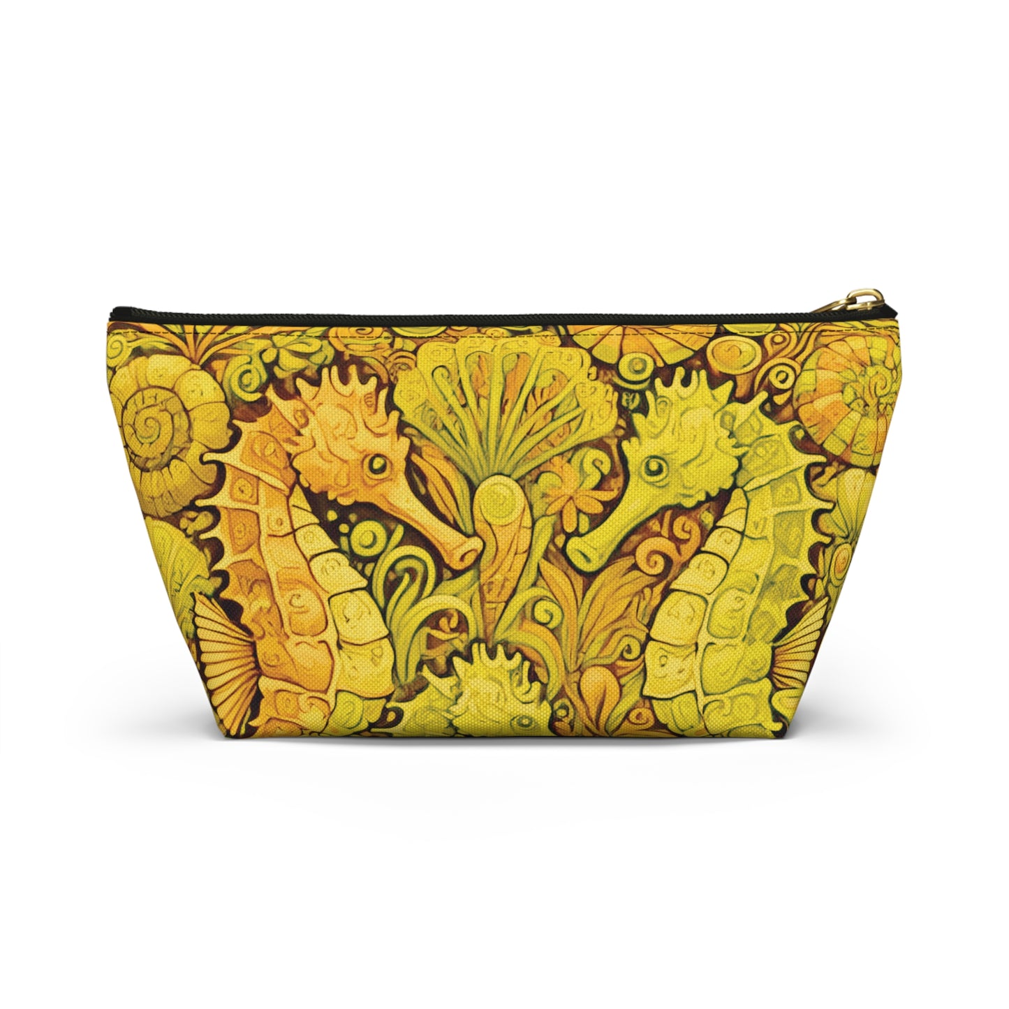 Tropical Accessory Pouch, 2 sizes | Makeup Bag | Perfect for Travel & Everyday Use / Seahorse Trio, Yellow