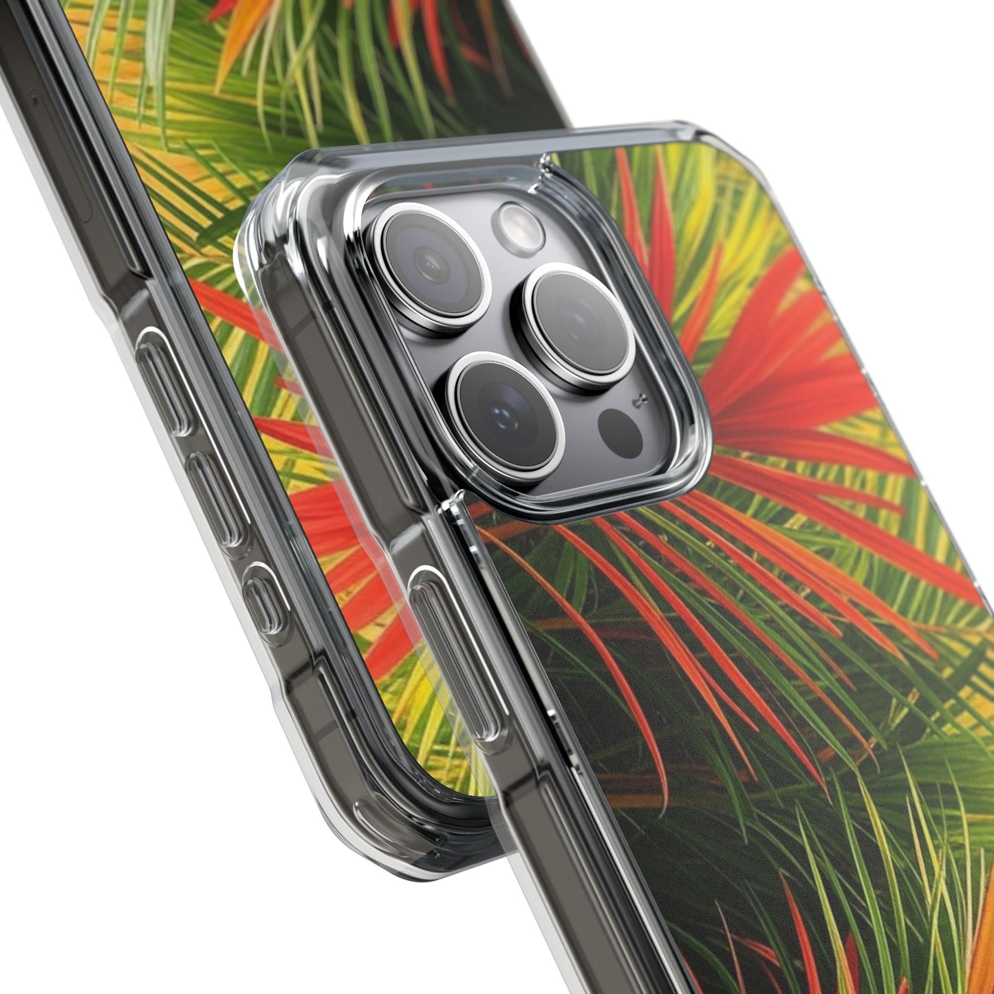 Red Flame Palm Magnetic Clear Phone Case, Many Models