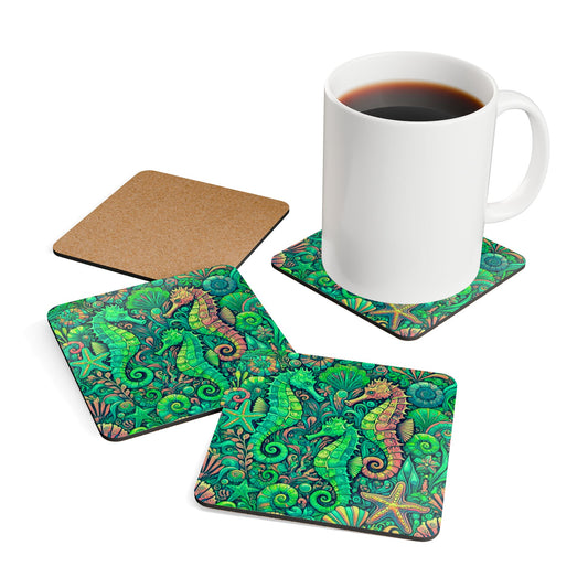 Coaster Set - Seahorse Trio/Hot Lime