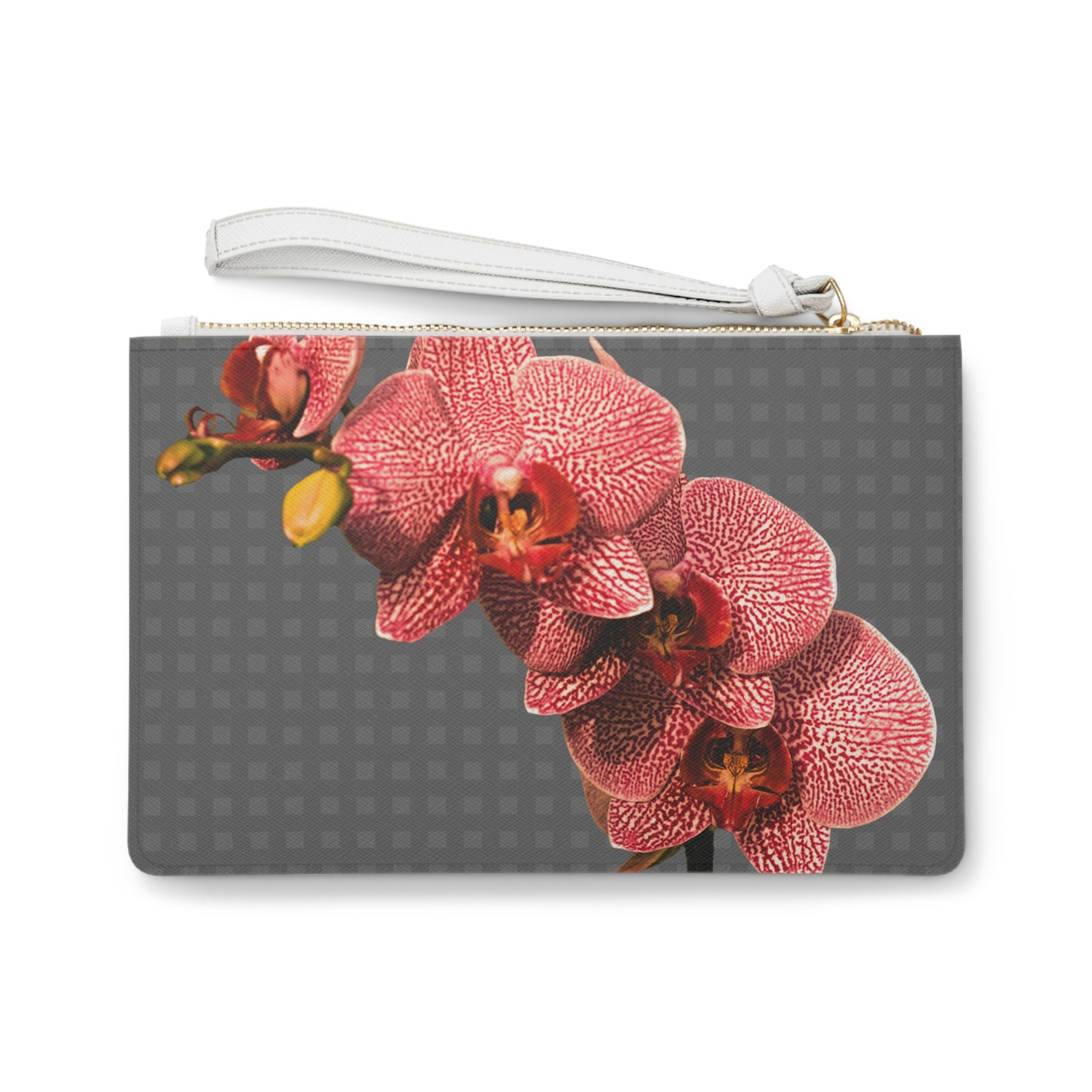 Tropical Faux Leather Clutch Bag - Perfect for Beach Adventures & Summer Vacations / Red Orchid