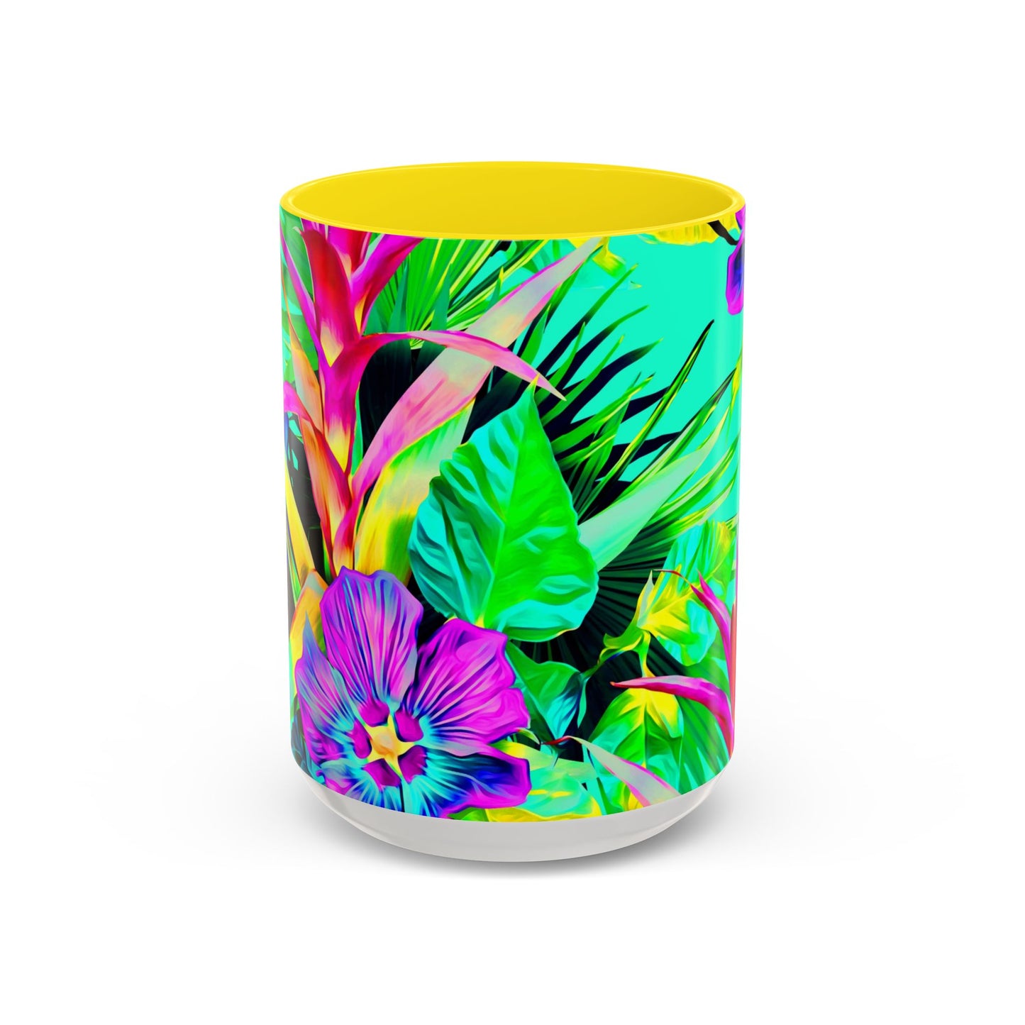 Accent Coffee Mug (11, 15oz), Plant Palooza, turquoise / Various Colors