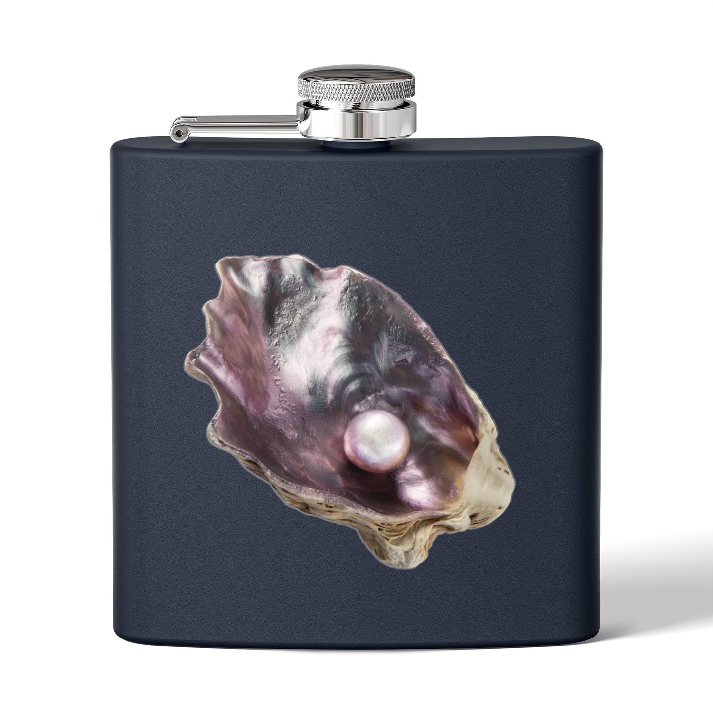 Tropical Stainless Steel 6 oz. Flask, Many Colors  – Real Lavender Pearl & Shell