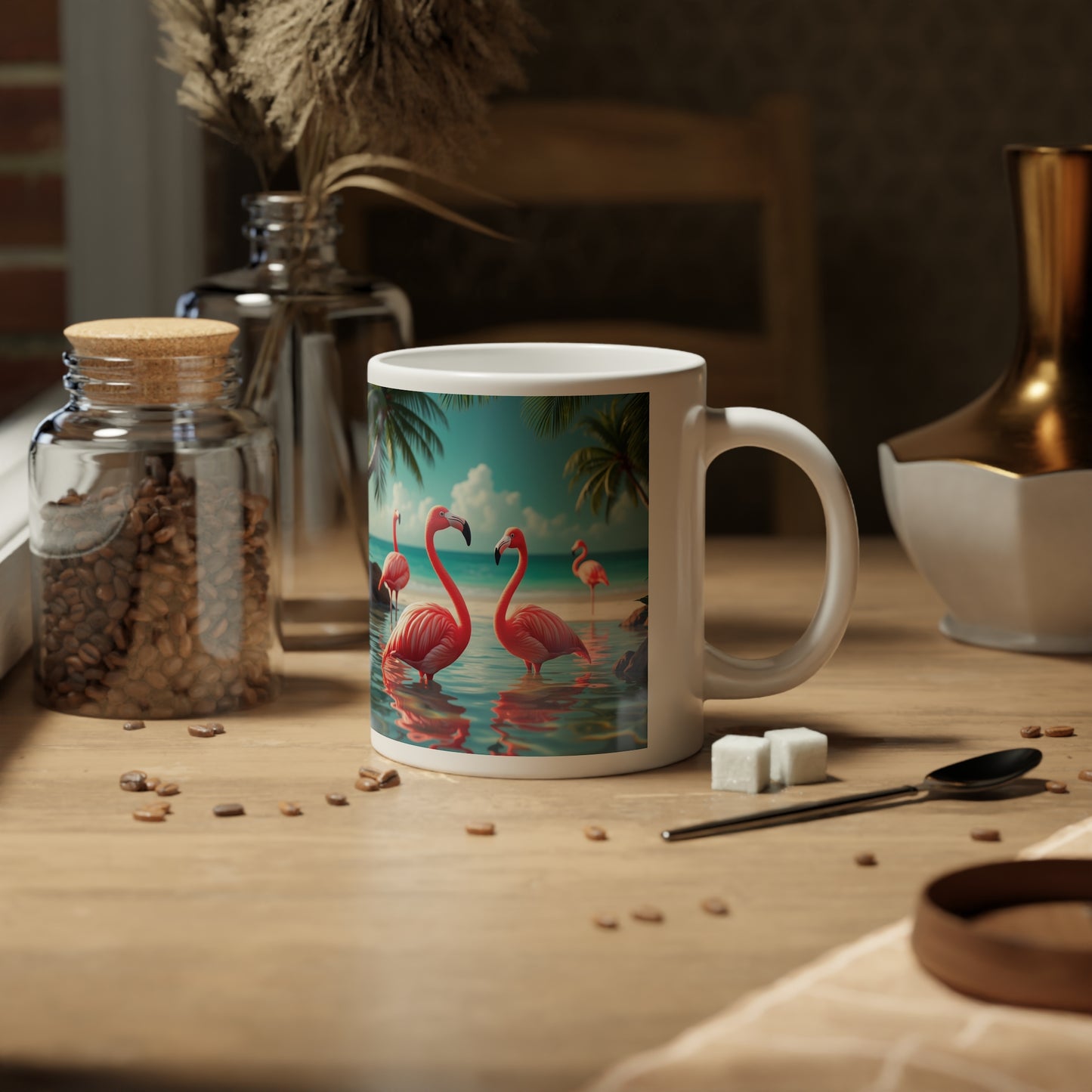 Jumbo Mug, 20oz, Flamingo Morning Dip | Tropical Coffee Cup