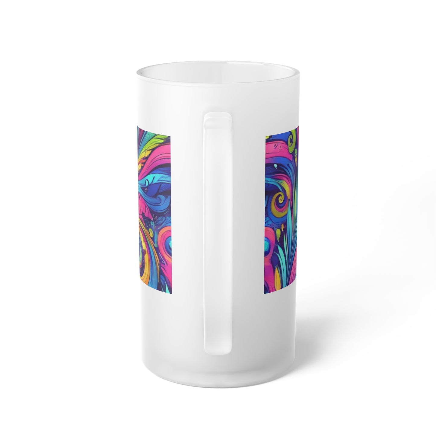 Frosted Glass Beer Mug – Feather Currents Pop