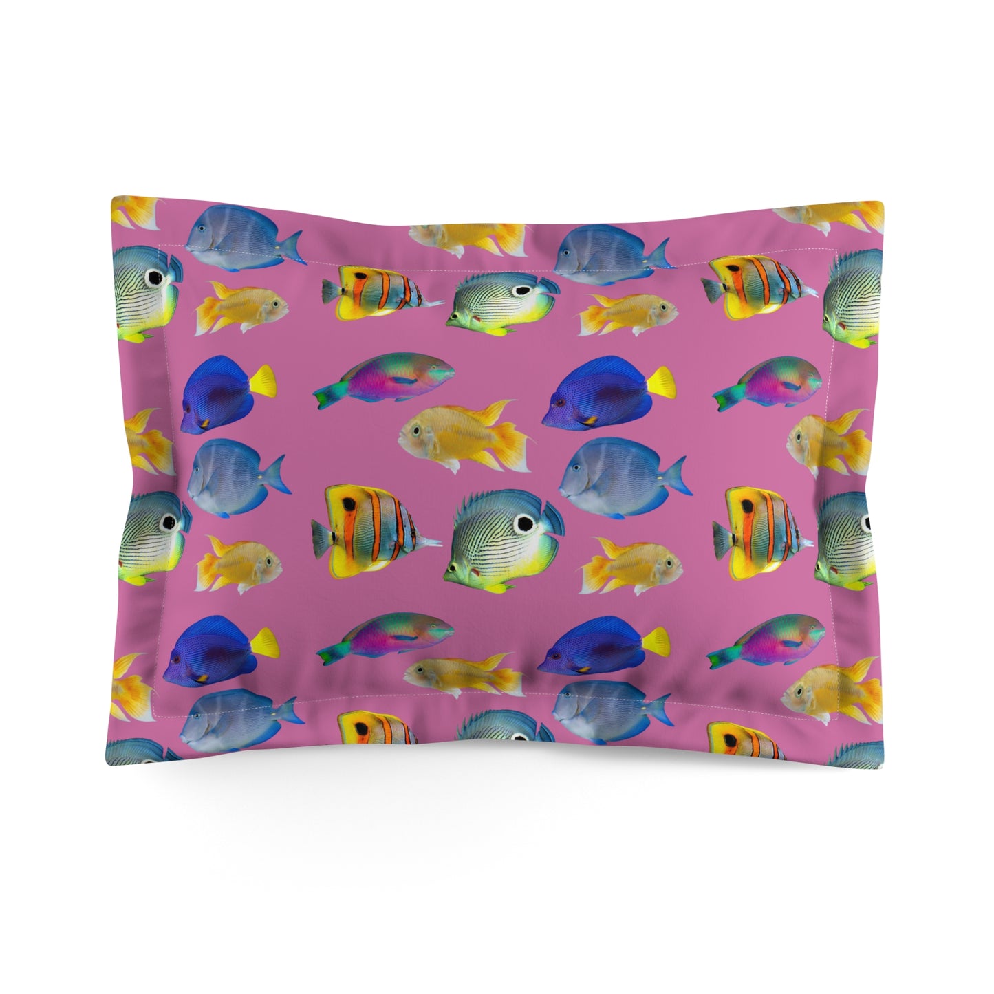 Microfiber Pillow Sham | Tropical Vibes for Relaxation / School of Fish, Pink