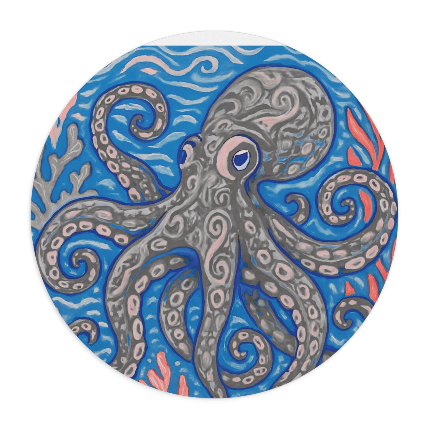 Tropical Mouse Pad, 2 Shapes - Beach Vibes for Home Office & Gamer / Octopus Kraken Joe, Slate