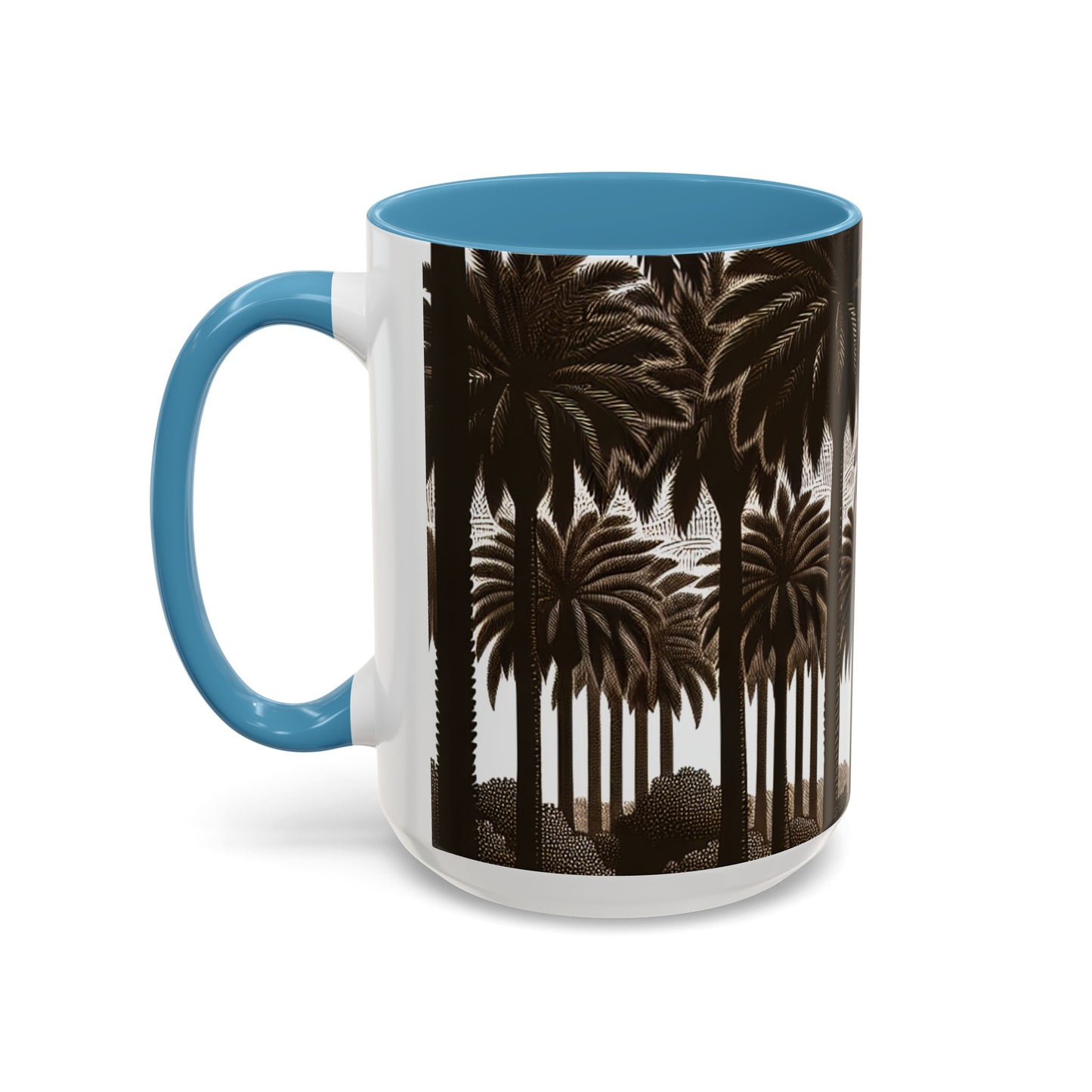 Accent Coffee Mug (11, 15oz) - Woodcut Palm Grove