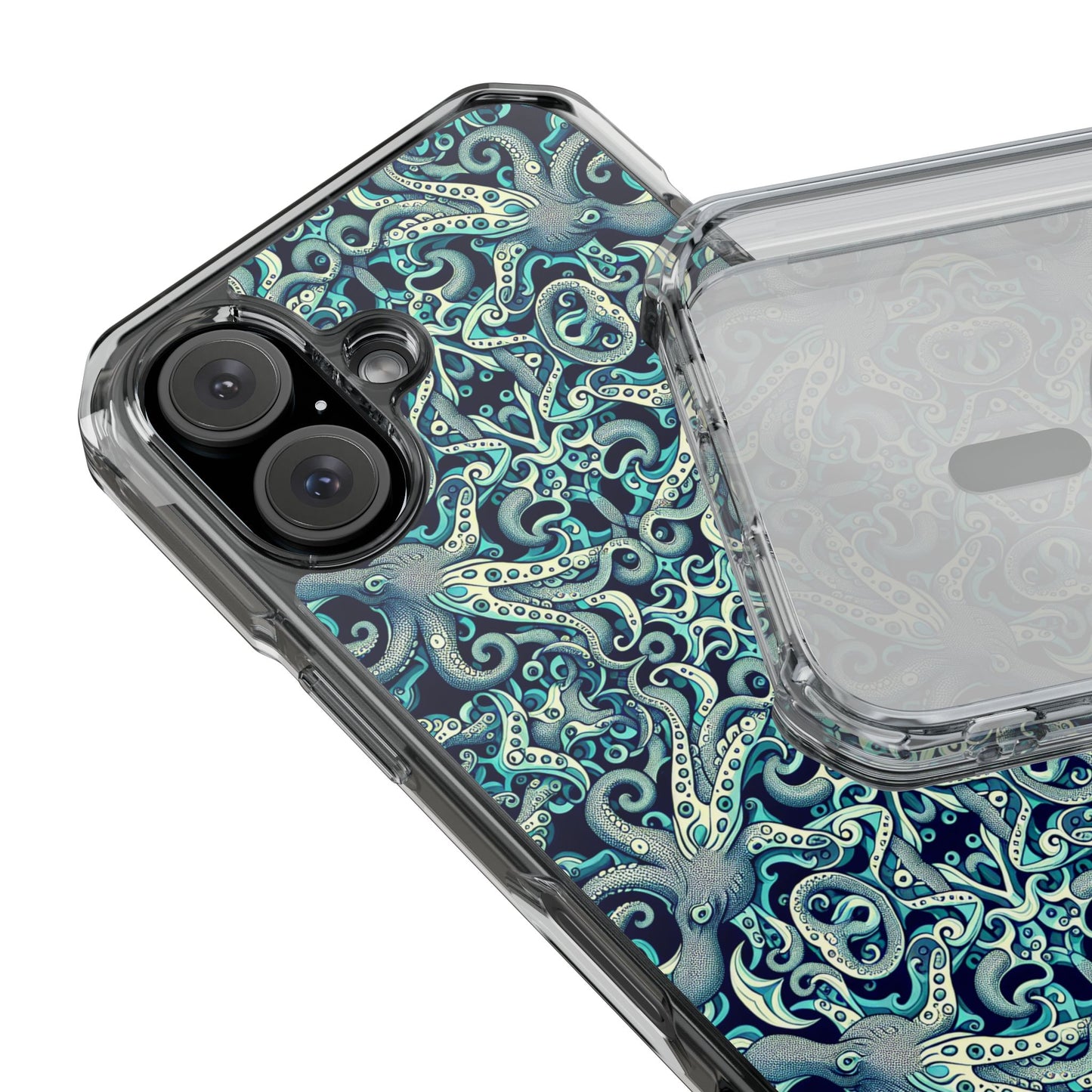 Twisted Aqua Octopus Magnetic Clear Phone Case, Many Models