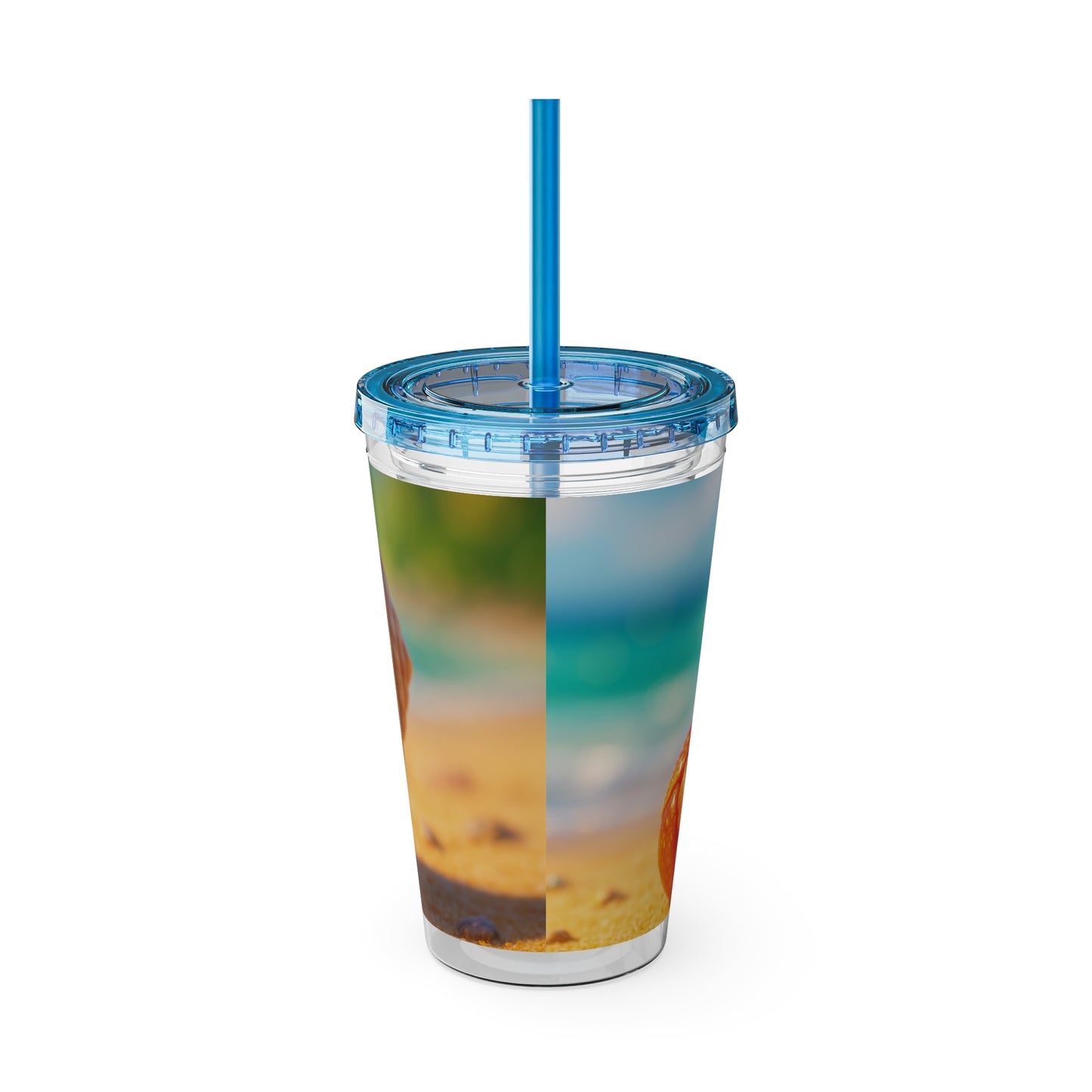Tropical Tumbler with Straw | 16oz Colorful Travel Cup / Baby Hermit Crab