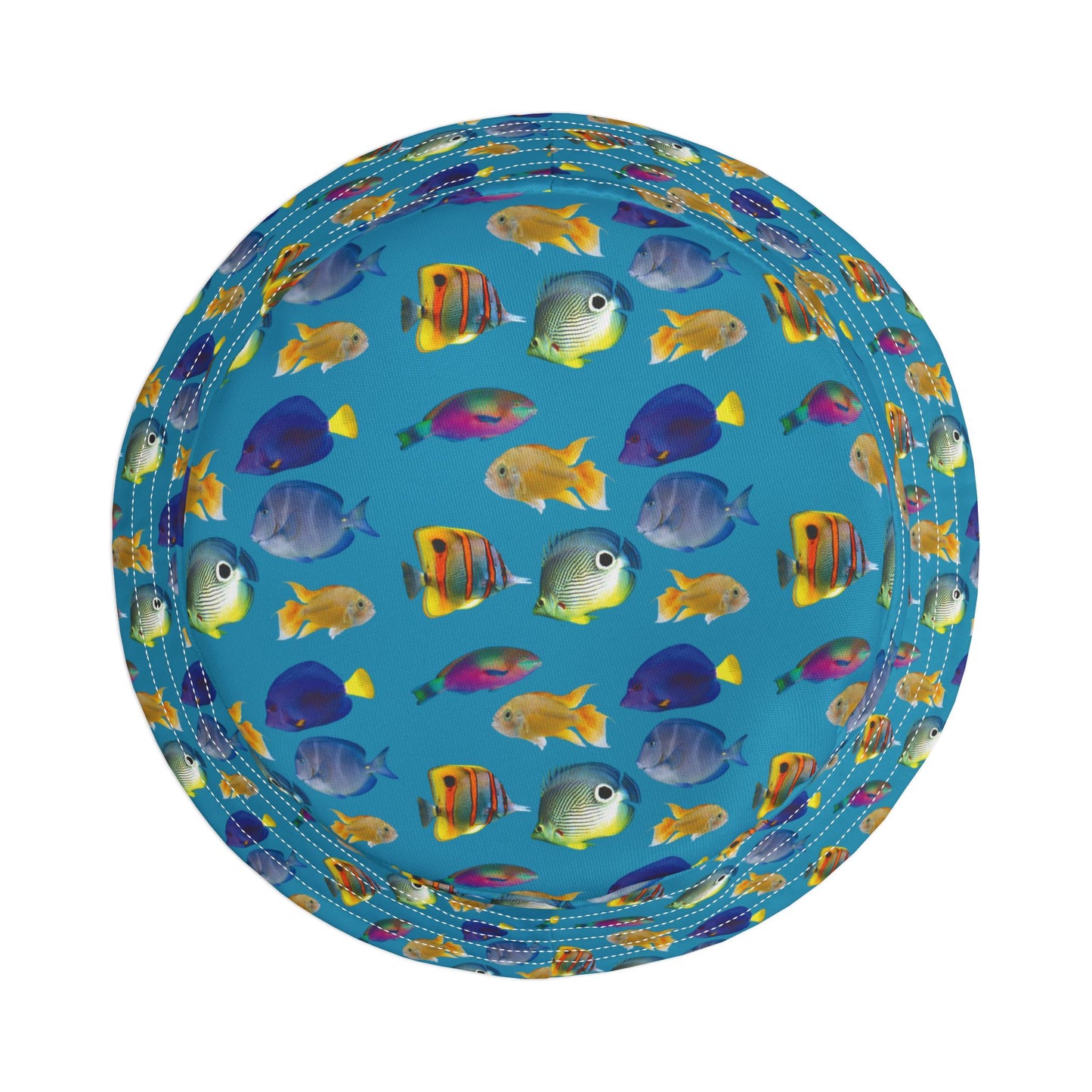 Tropical Polyester Bucket Hat, 2 Sizes - School of Fish / Turquoise