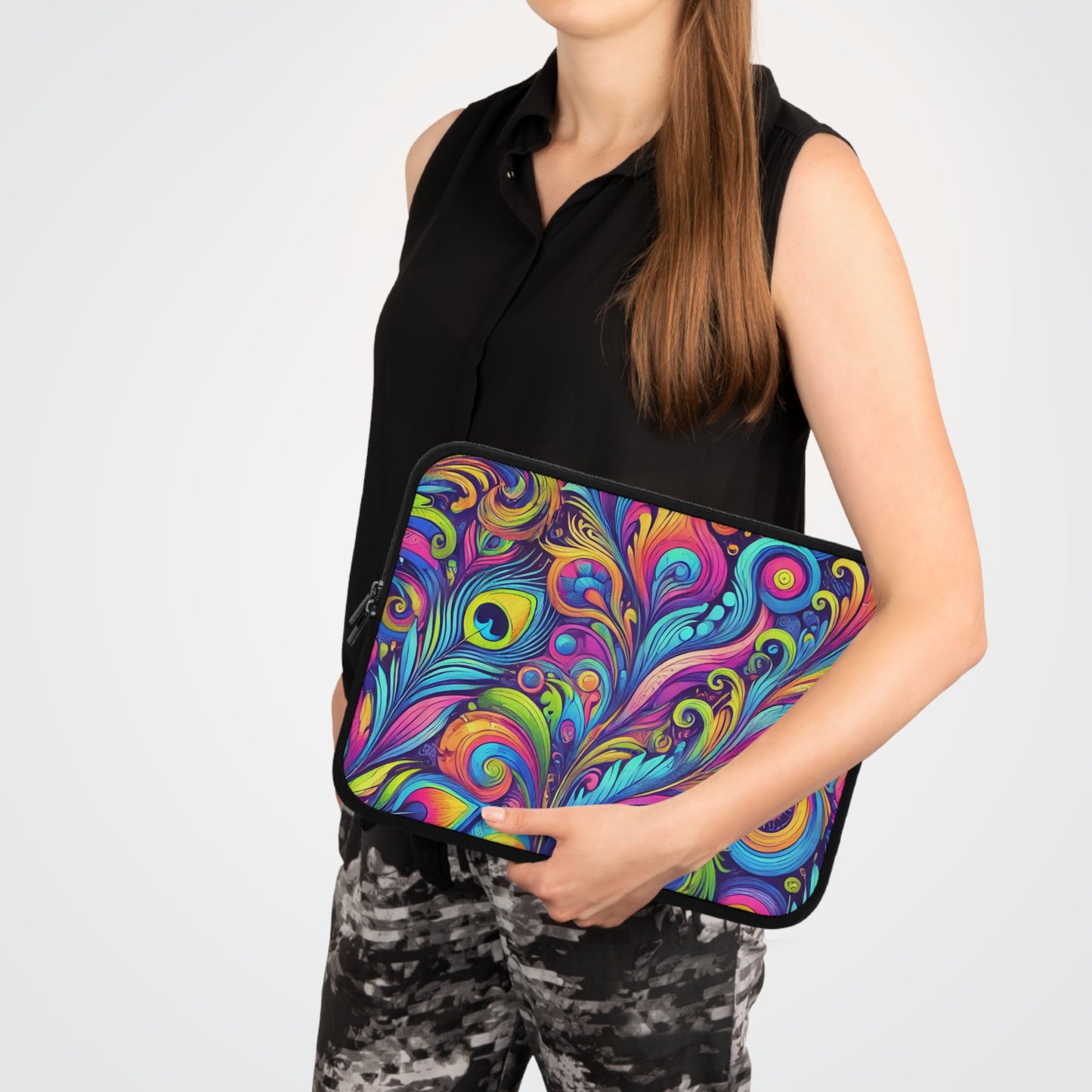 Tropical Laptop Sleeve, 5 Sizes - Perfect for Beach Lovers & Students / Feather Currents