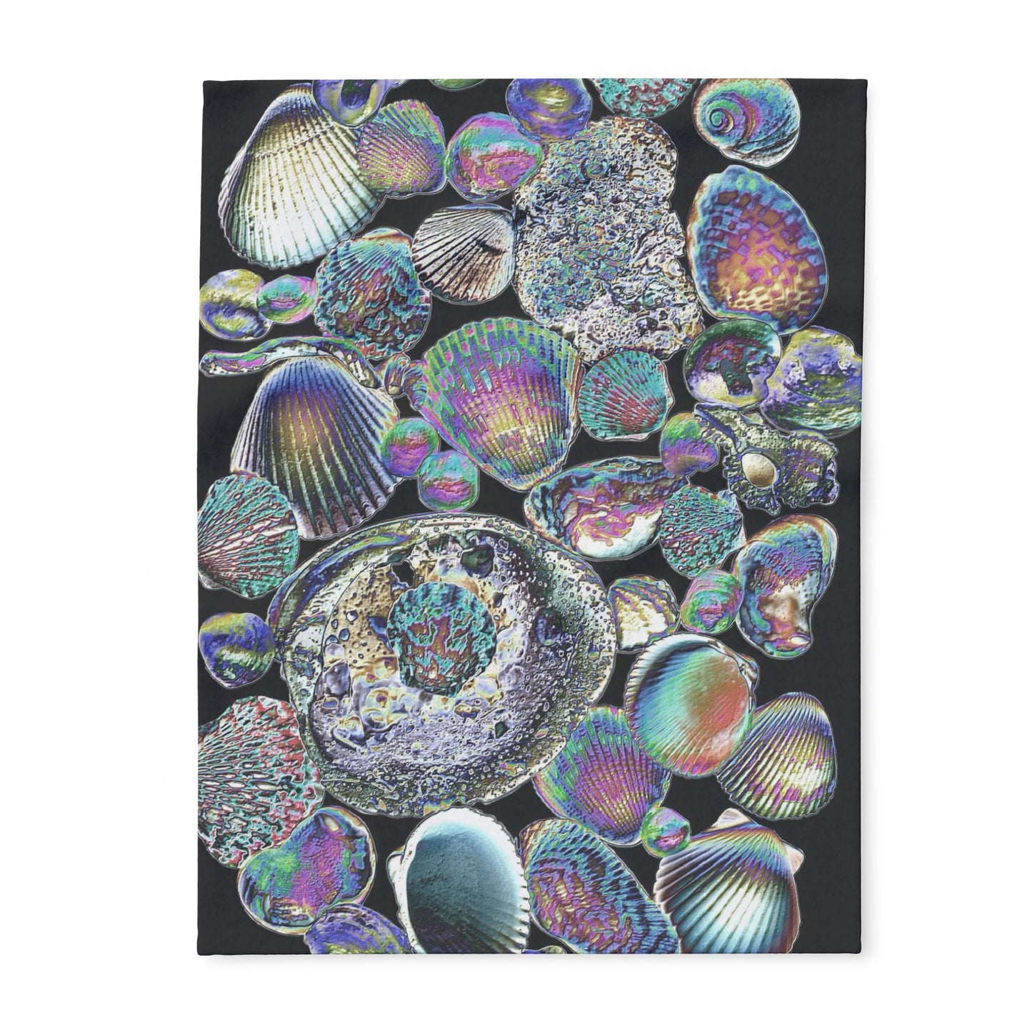 Heatwave Shell Collection in Black Fleece Blanket - Colorful Tropical Design