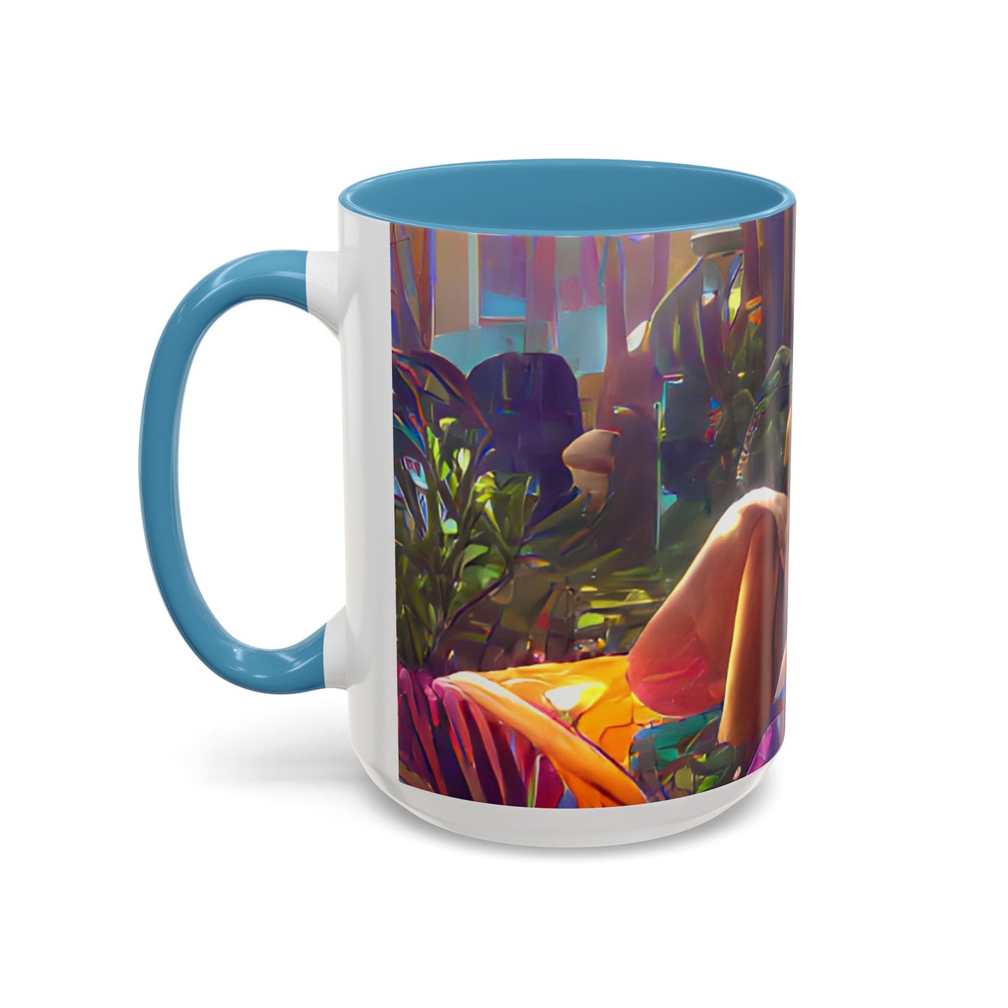 Accent Coffee Mug (11, 15oz) - Midnight Kiss in Tropical Garden