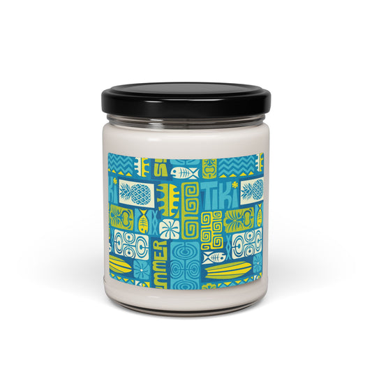 Scented Soy Candle, 9oz, Tiki Poster Blue