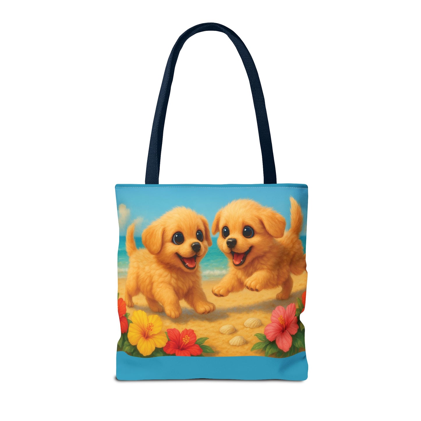 Two Puppies on Beach Tote Bag - 3 Sizes