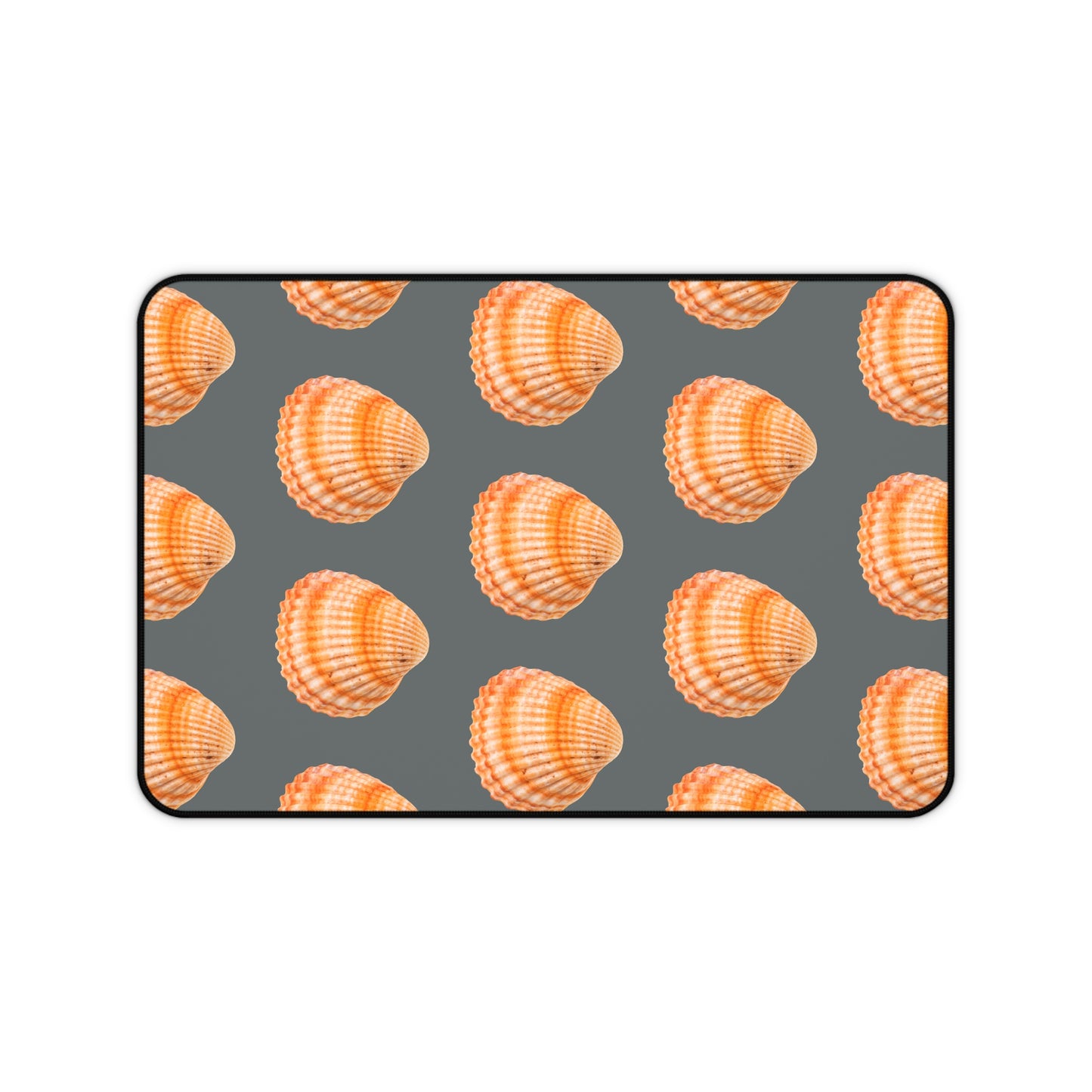 Tropical Mouse Pad/Desk Mat, 3 Sizes - Seashell Design, Perfect for Home Office / Orange Scallop, Dark Grey