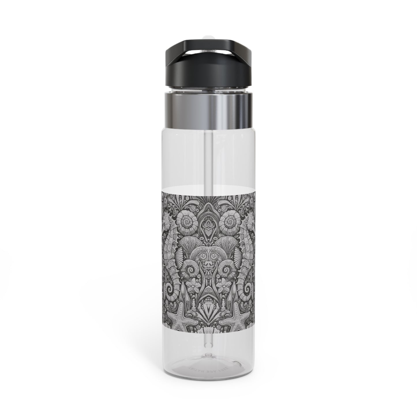 Tropical 20oz Tritan Sport Water Bottle -  Leakproof, Lightweight, BPA-Free / Seahorse Trio, Noir