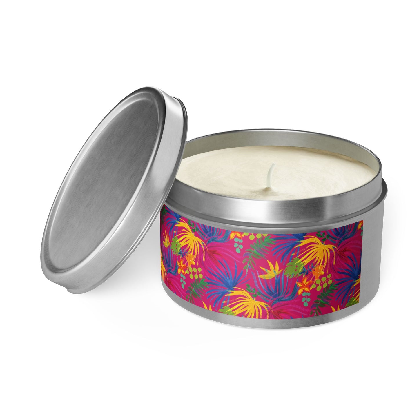 Tin Candles, 2 sizes, 3 tin colors - Exotic Flora