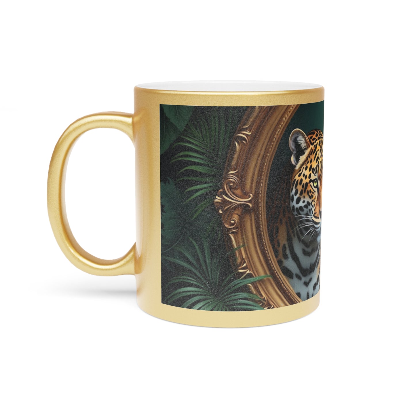 Tropical Metallic Mug, Gold or Silver - Framed Jaguars