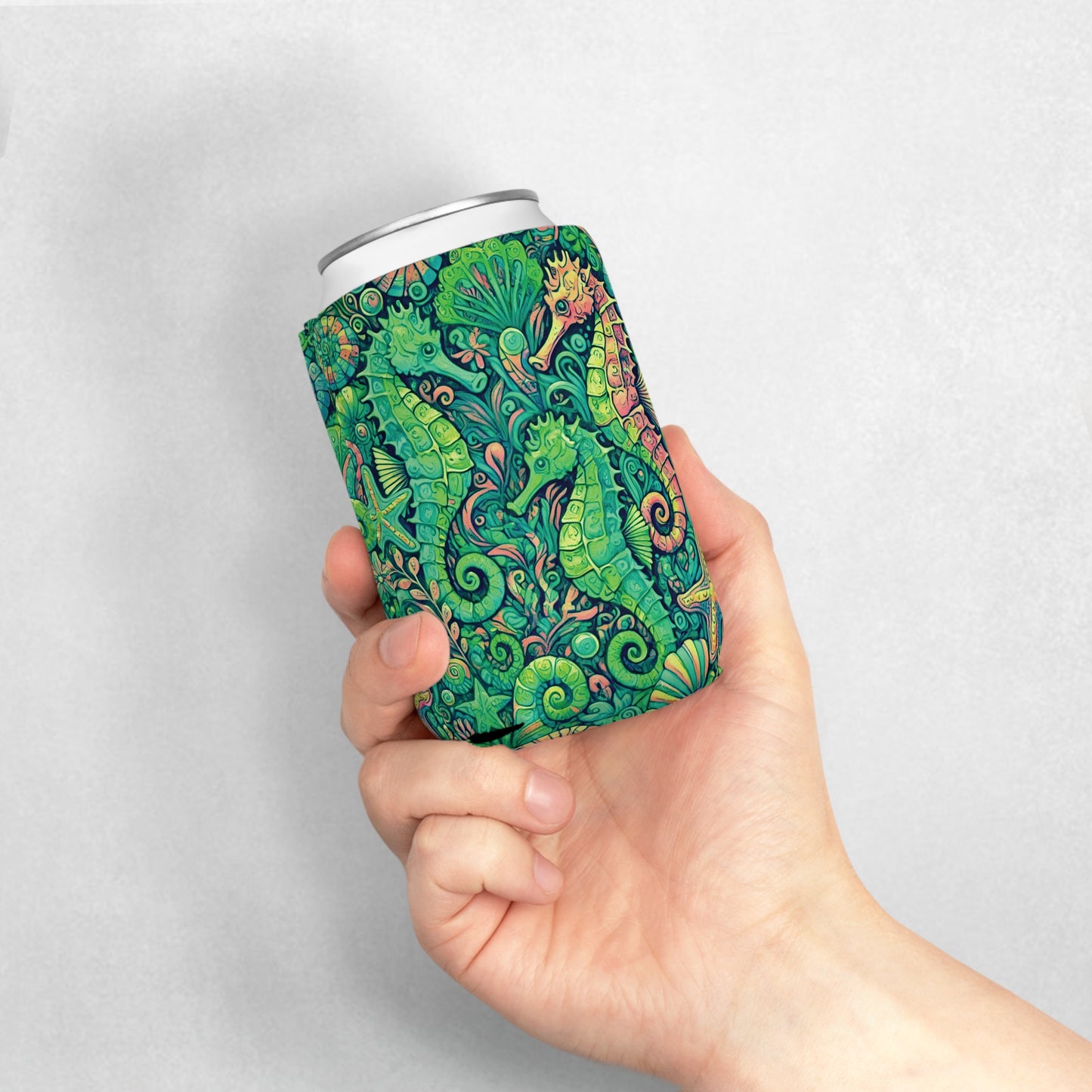 Seahorse Trio/Lime Can Cooler Sleeve - Perfect for Outdoor Picnics