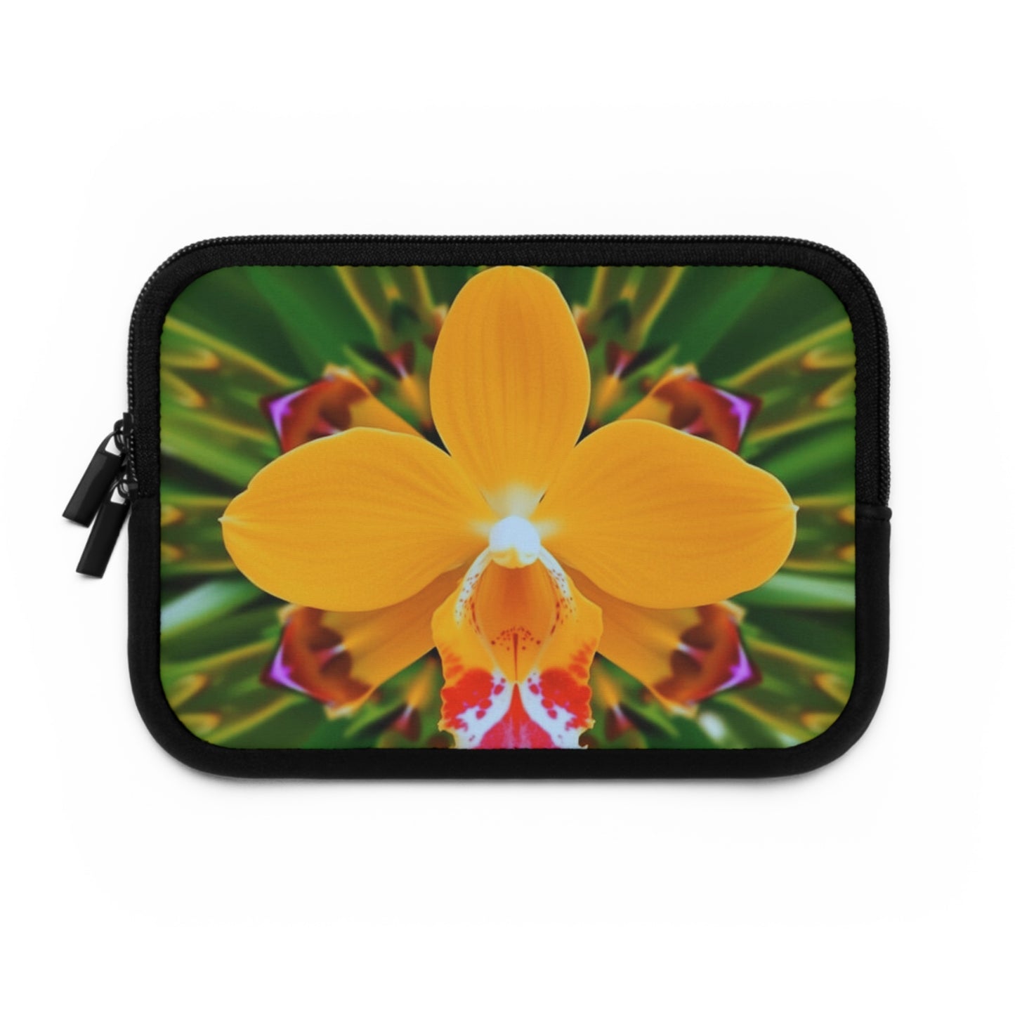 Tropical Laptop Sleeve, 5 Sizes - Perfect for Beach Lovers & Students / Kaleido Orange Orchid