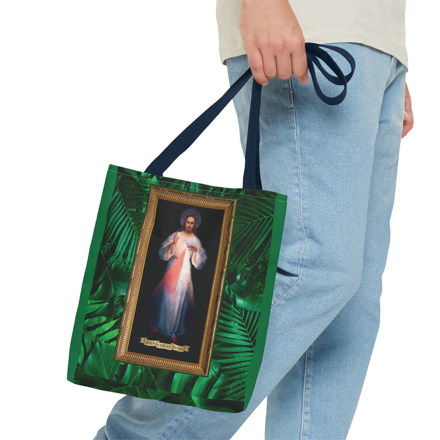 Religious Divine Mercy Tropical Tote Bag - 3 Sizes