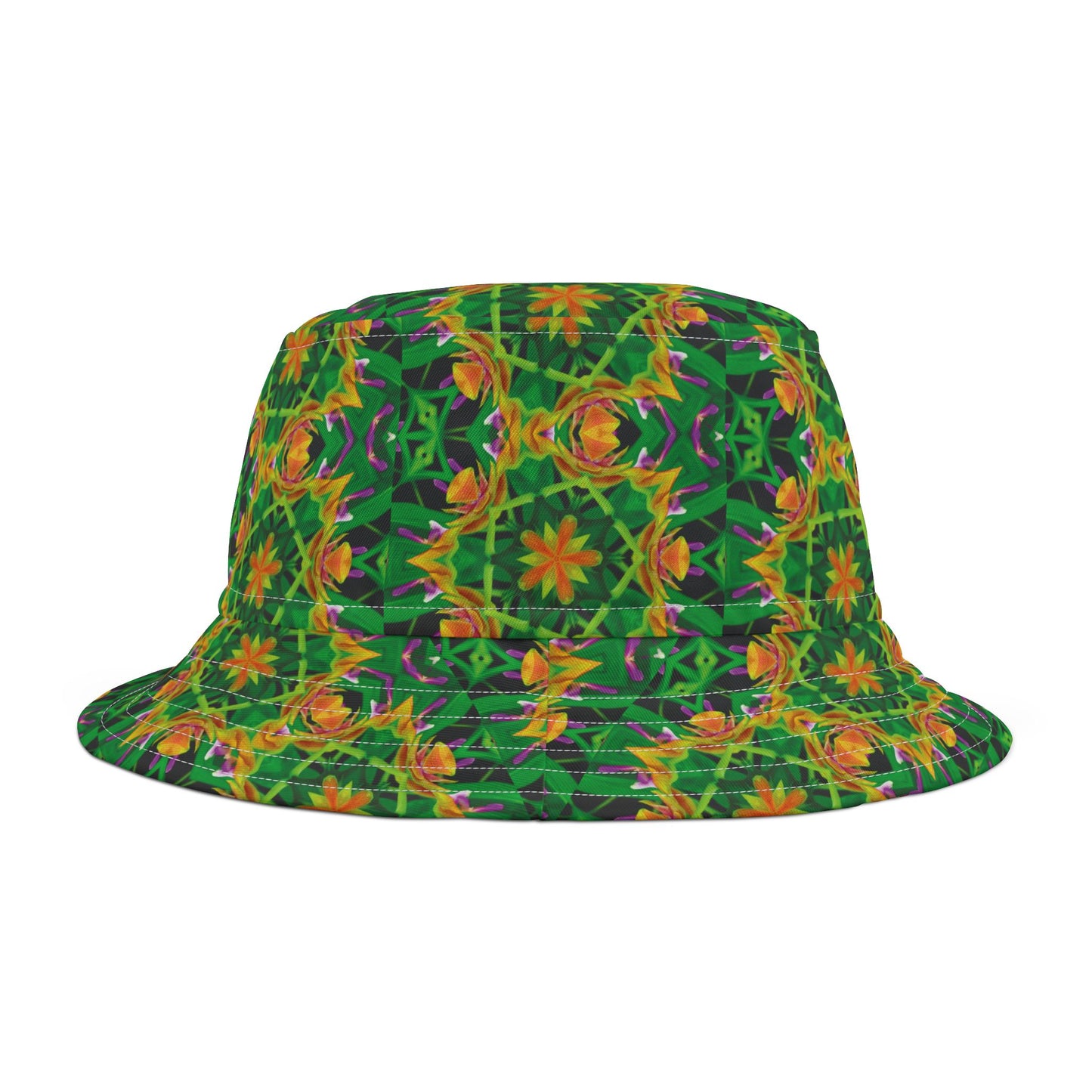 Tropical Polyester Bucket Hat, 2 Sizes - Orchid Kaleidoscope