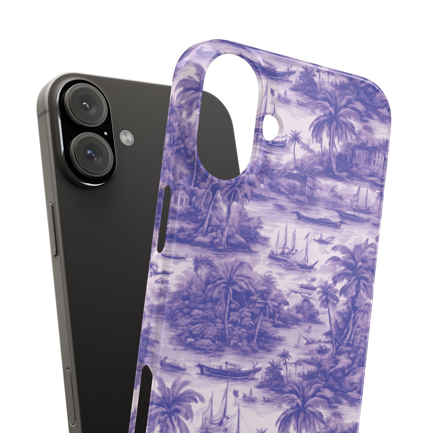 Slim Phone Cases - Tropical Toile #1, purple