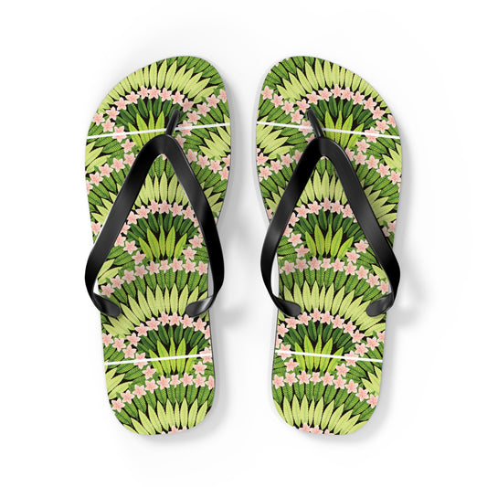 Flip Flops - Plumeria and Palms, Lime