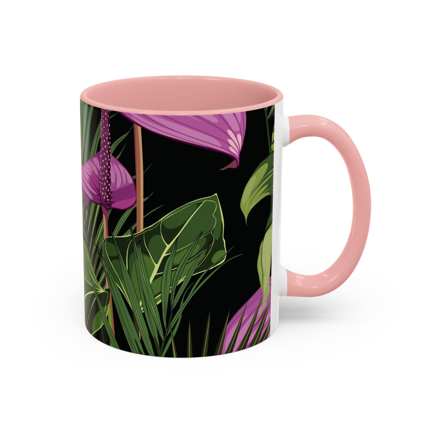 Accent Coffee Mug - Fun Tropical Drinkware for Flower Vibes /Anthurium and Palm