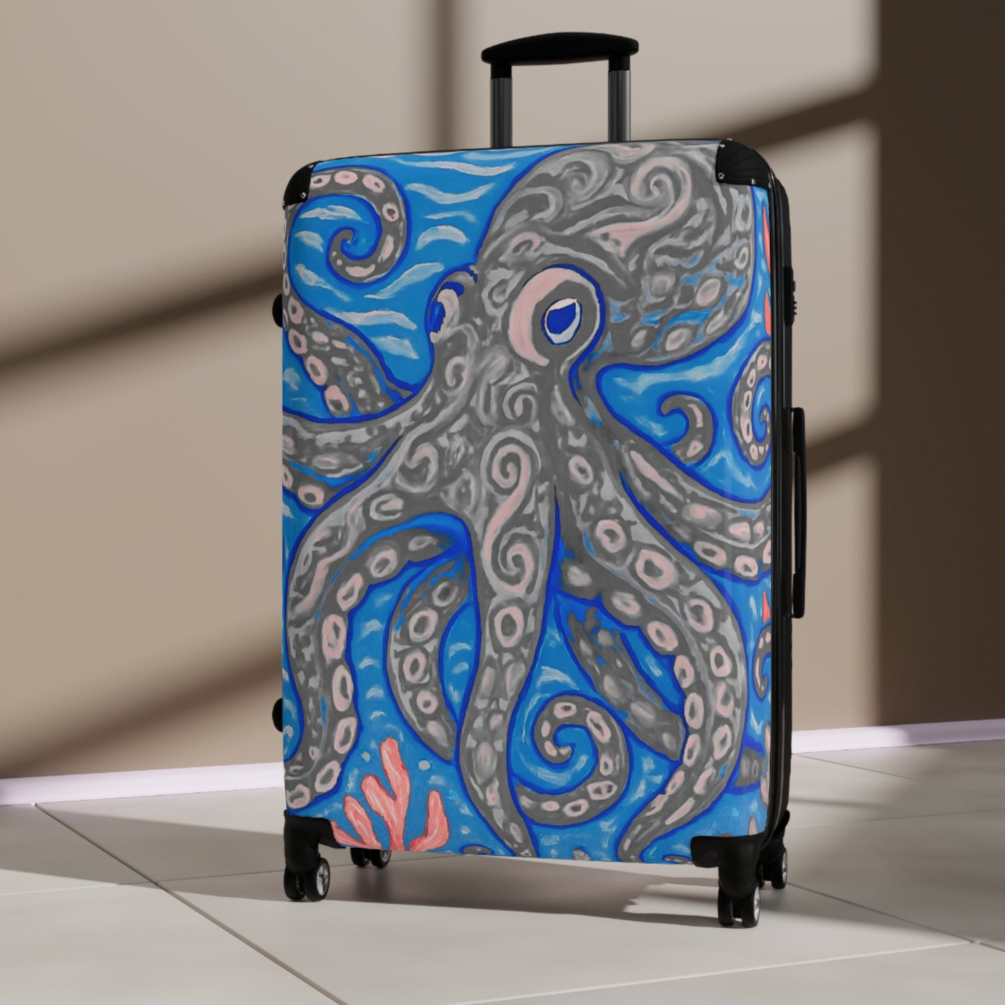 Tropical Suitcase - Stylish Travel Luggage for Adventurers / Kraken Joe, Slate