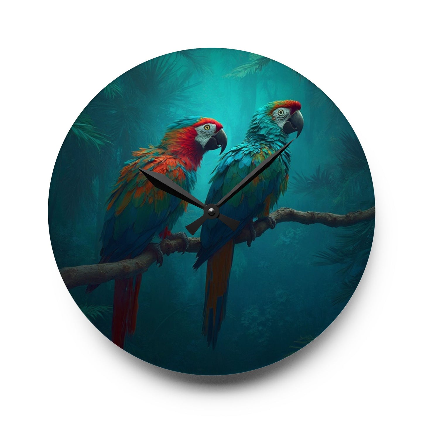 Acrylic Wall Clock, Parrot Friends