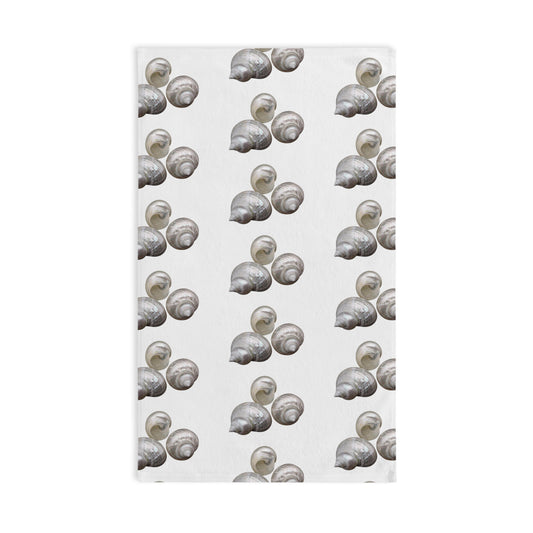 Tropical Paradise Hand Towel - Fun Design for Kitchen or Bath / White Nautilus Trio, white