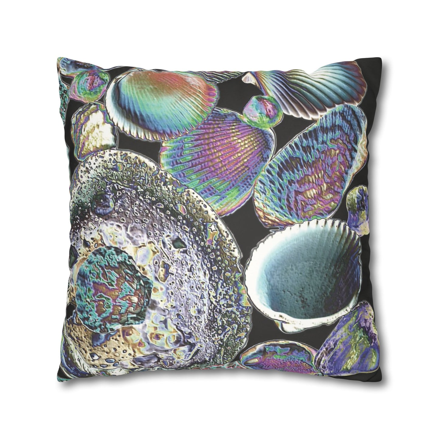 Faux Suede Square Pillowcase - Heatwave Seashell Collection, Black