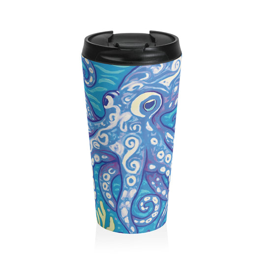 15 oz. Stainless Steel Travel Mug / Kraken Joe Octopus, Blue