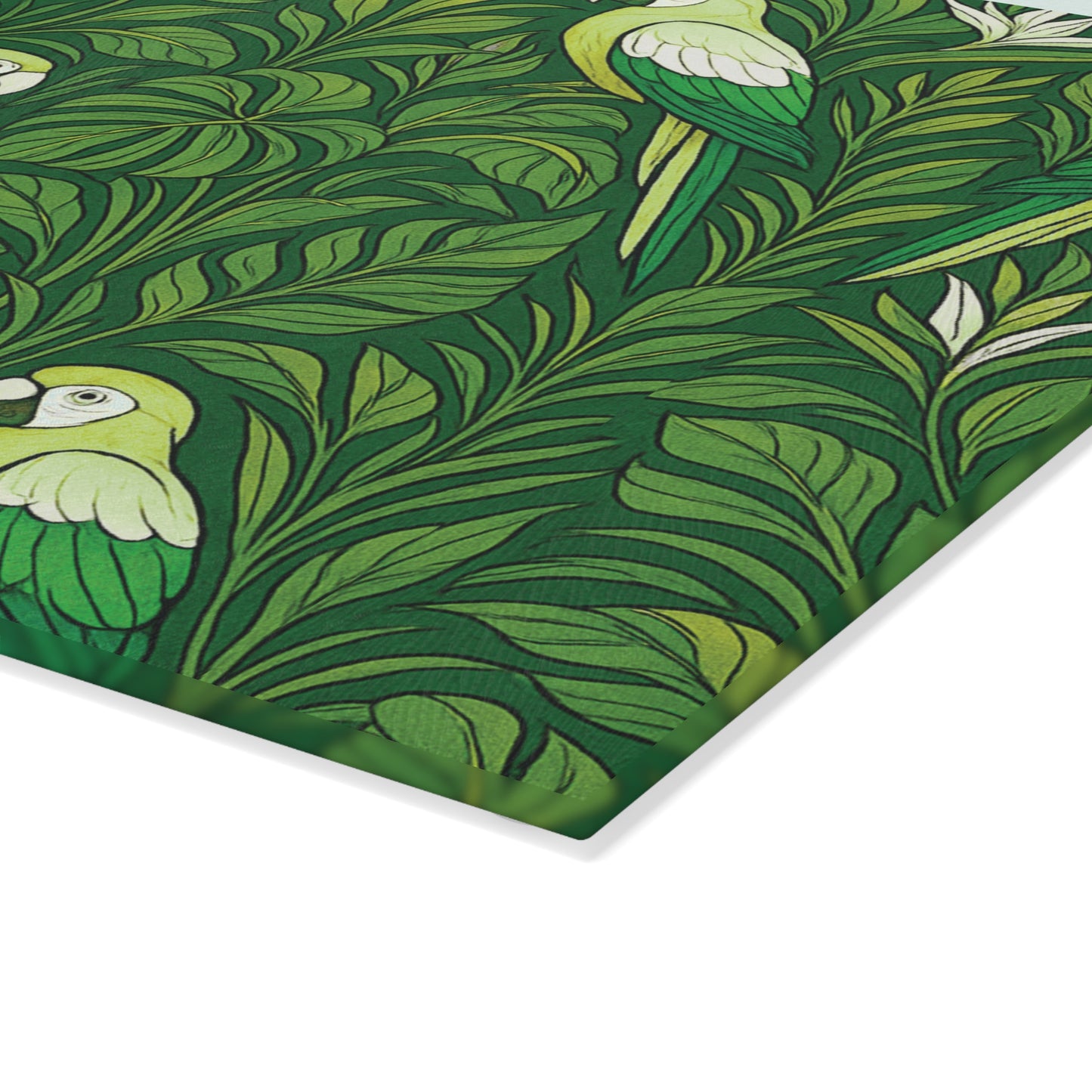 Glass Cutting Board, 2 sizes - Parrot Family, Lime