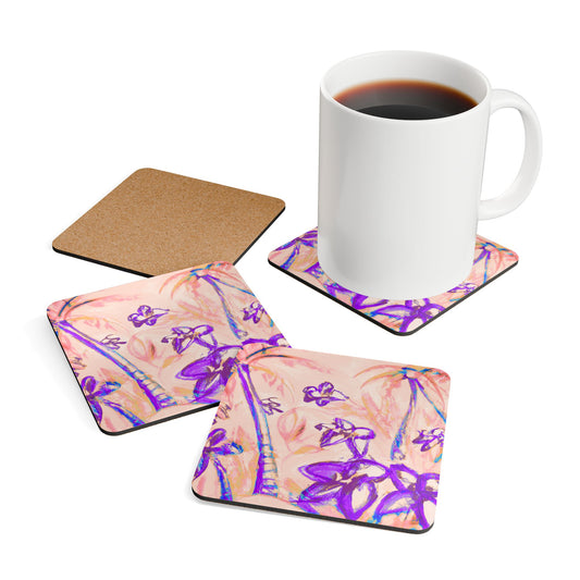 Coaster Set - Tropical Doodles, Peach