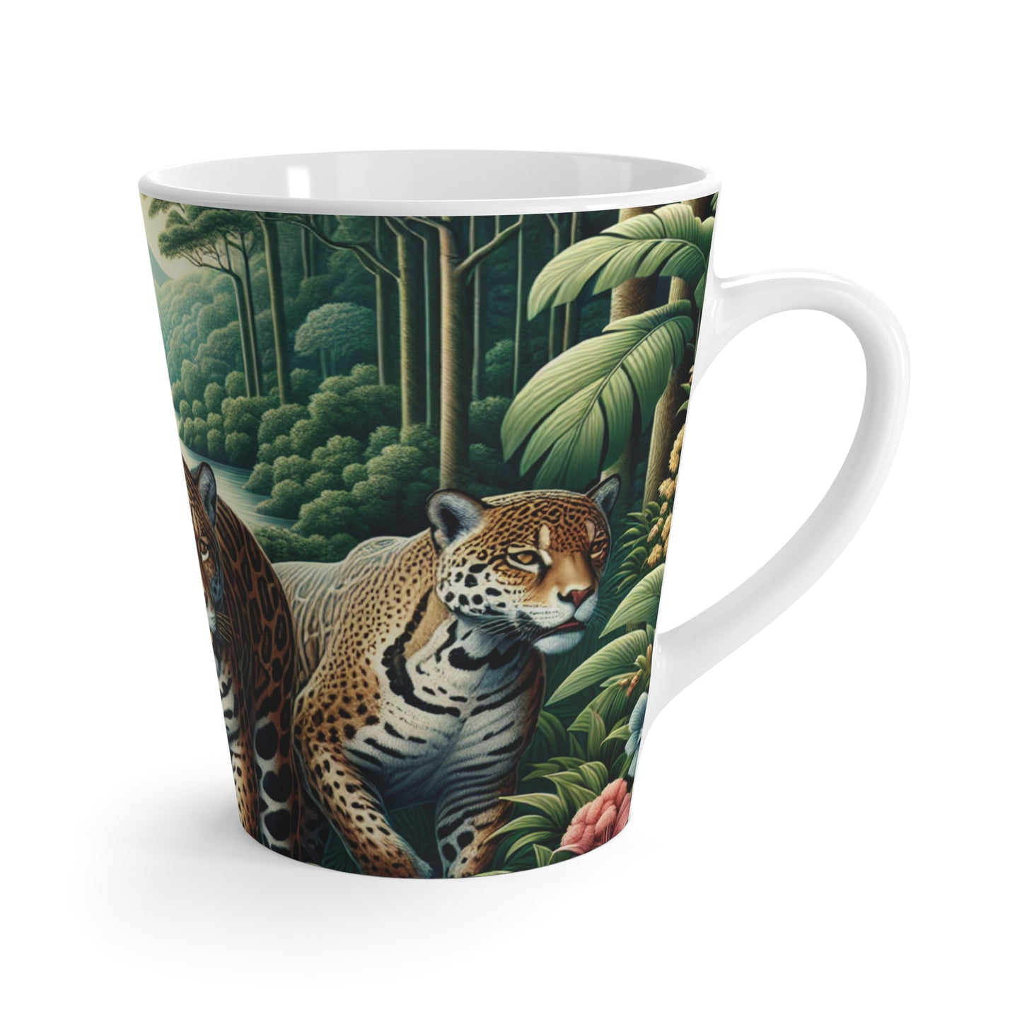 Latte White Mug - Rainforest Big Cats