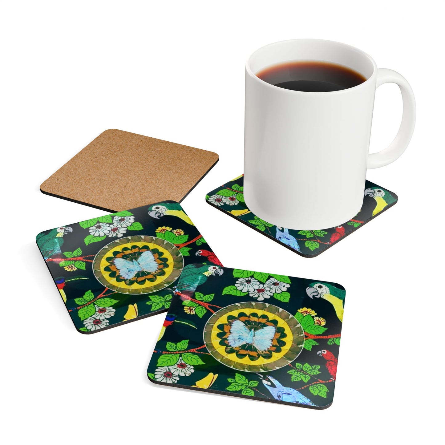 Coaster Set - Parrots & Butterfly/Real Wings