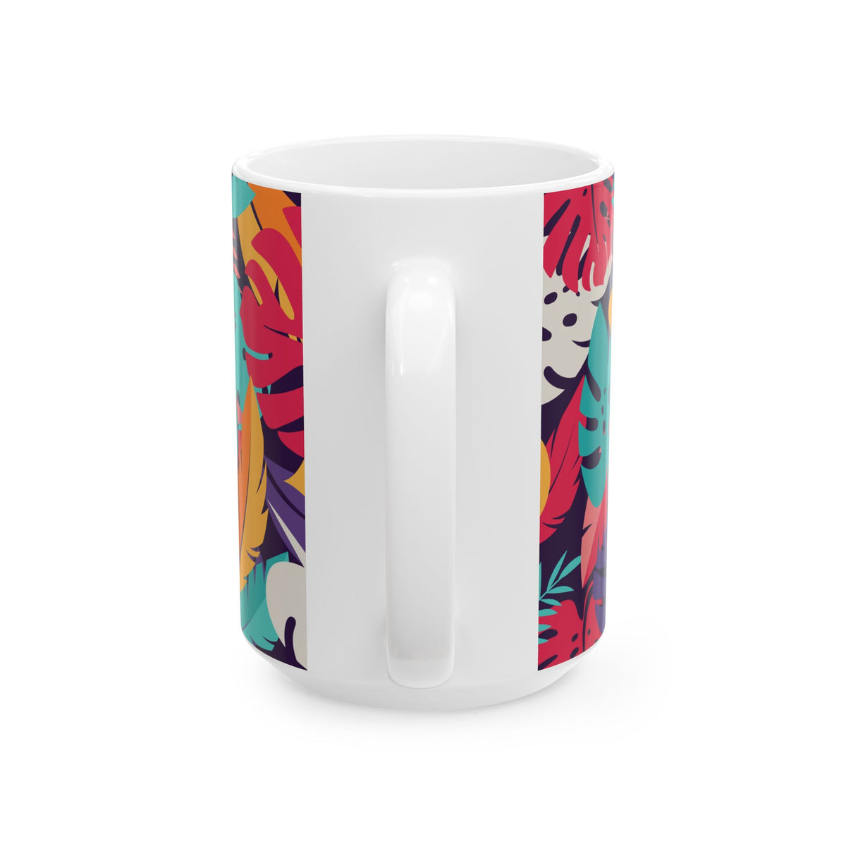 Ceramic White Mug - Colorful Rainforest Plants