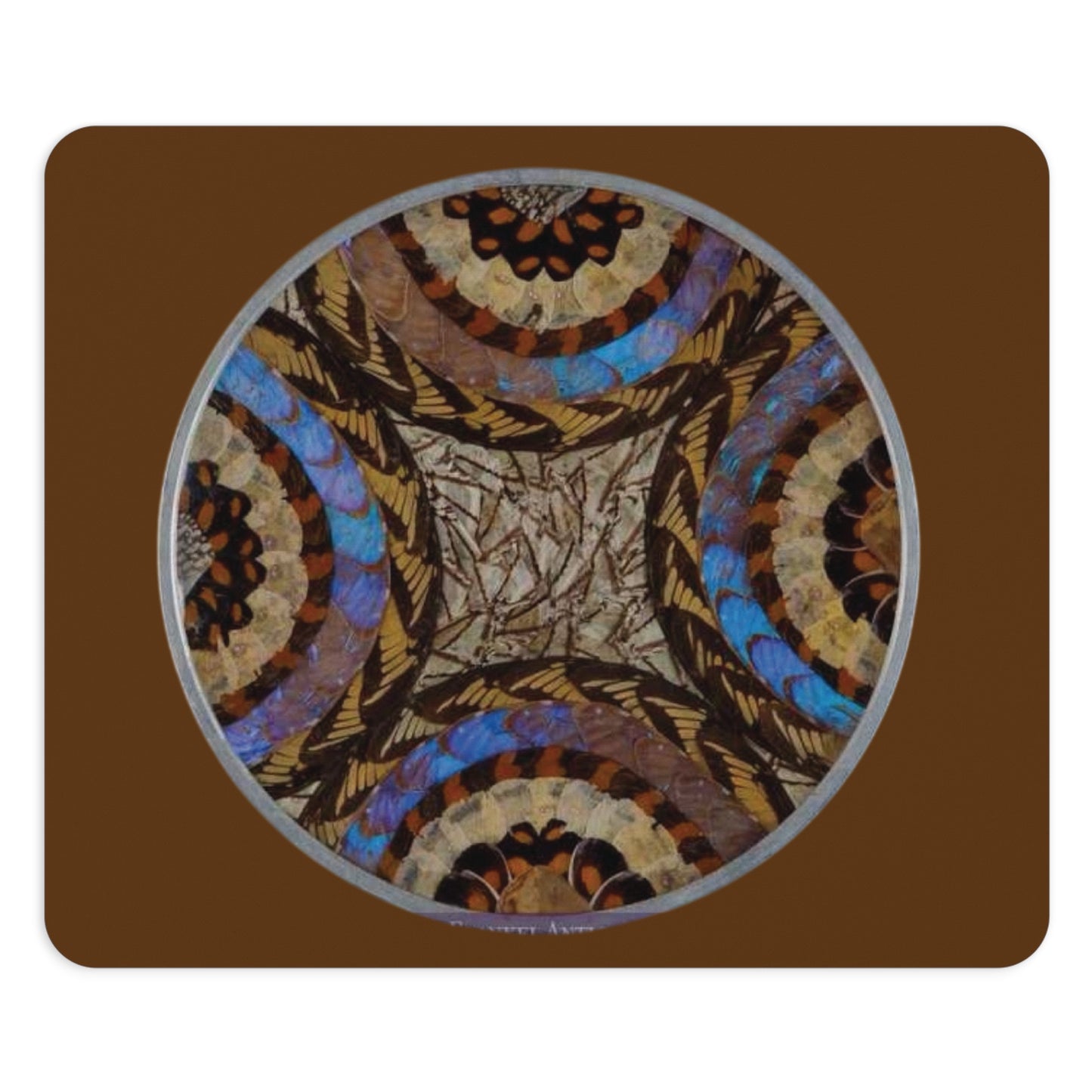 Tropical Mouse Pad, 2 Shapes - Beach Vibes for Home Office & Gamer / Real Butterfly Wing Art, Brown
